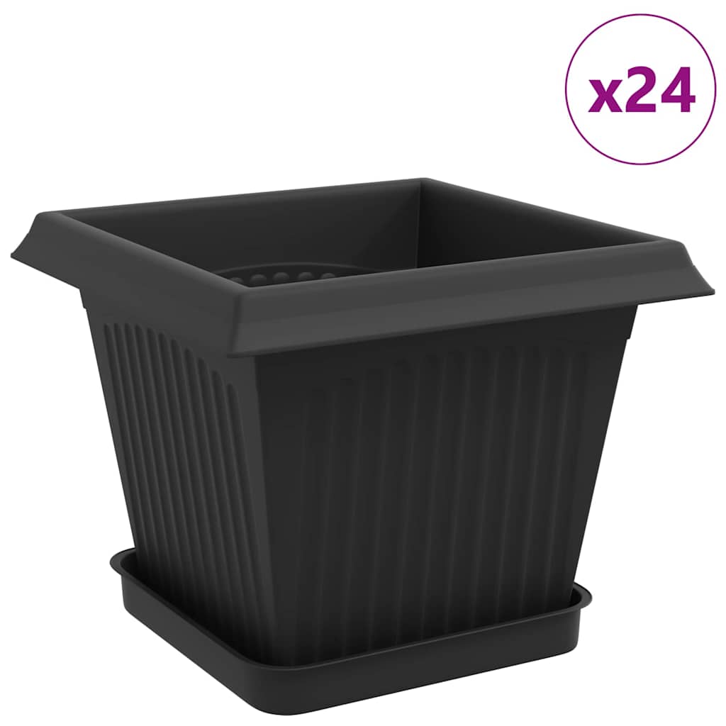 Saksije za biljke 24 pcs Crna 20 x 20 x 16 cm Plastika
