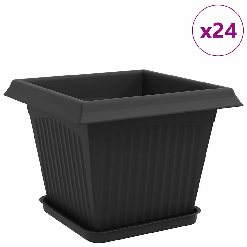 Saksije za biljke 24 pcs Crna 28,5 x 28,5 x 22 cm Plastika