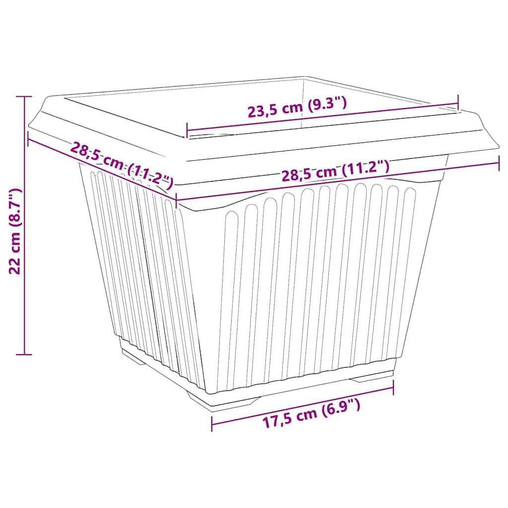 Saksije za biljke 24 pcs Crna 28,5 x 28,5 x 22 cm Plastika