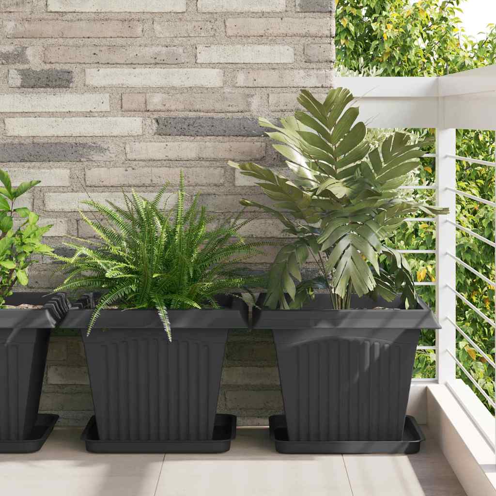 Saksije za biljke 24 pcs Crna 43 x 43 x 33,5 cm Plastika
