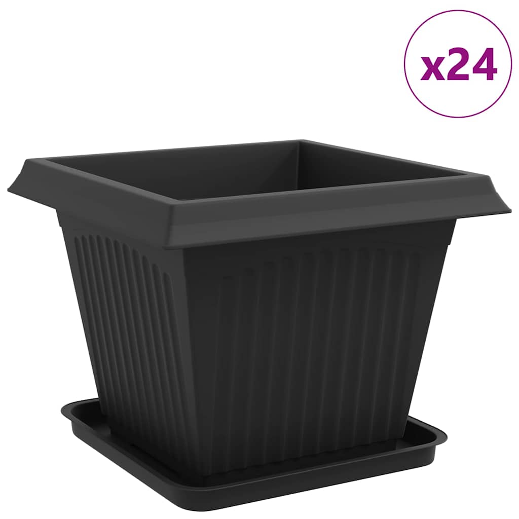 Saksije za biljke 24 pcs Crna 43 x 43 x 33,5 cm Plastika
