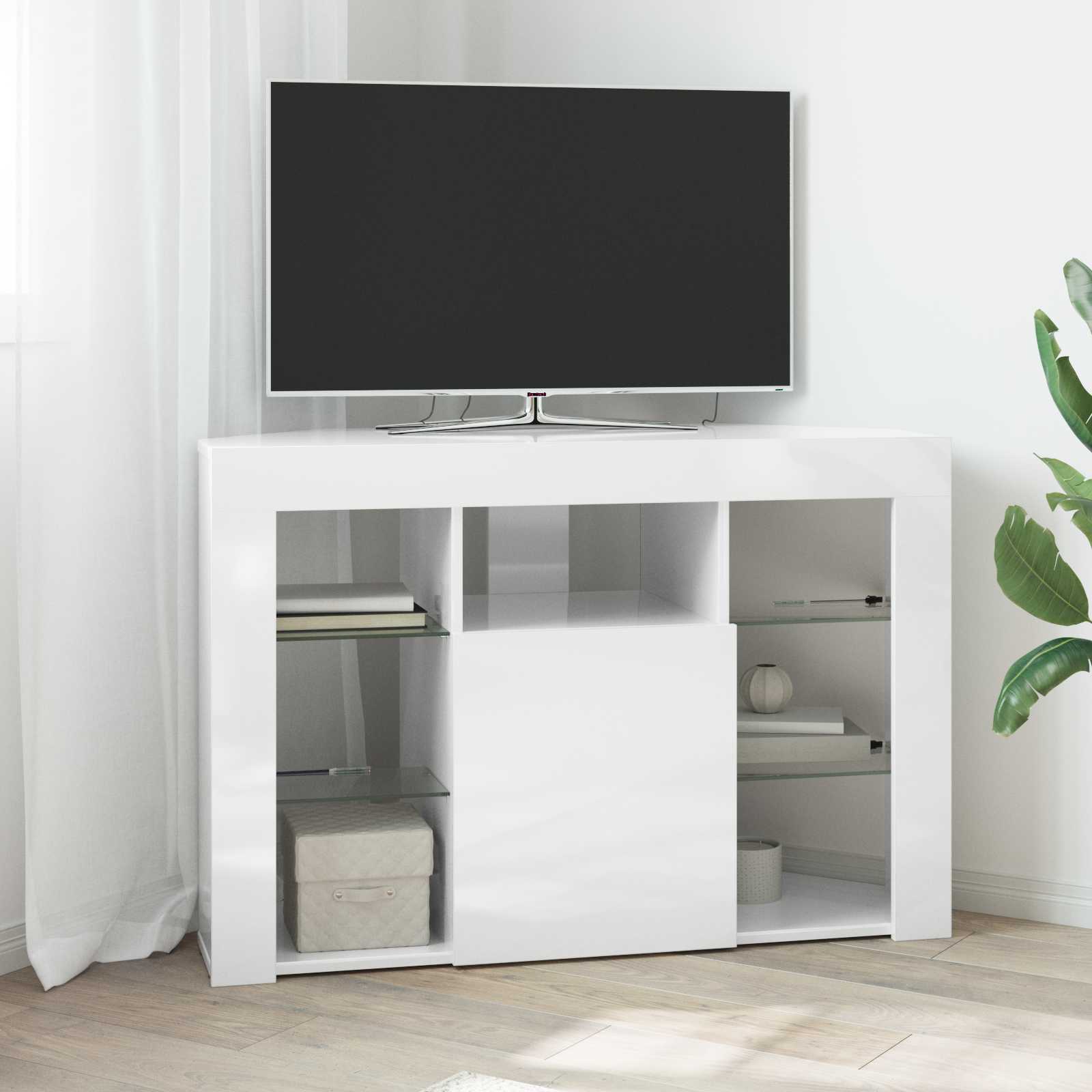 Kotni LED TV ormar Zidne Visoki sjaj bijela 100x40x68cm