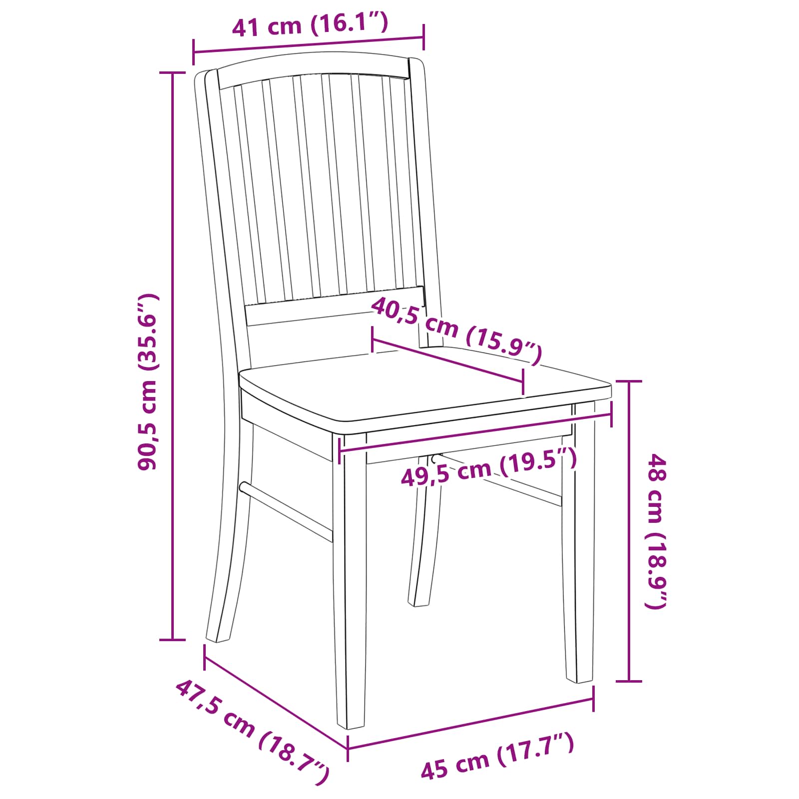 Trpezarijske stolice 2 pcs Prirodna 50 x 52,5 x 91 cm