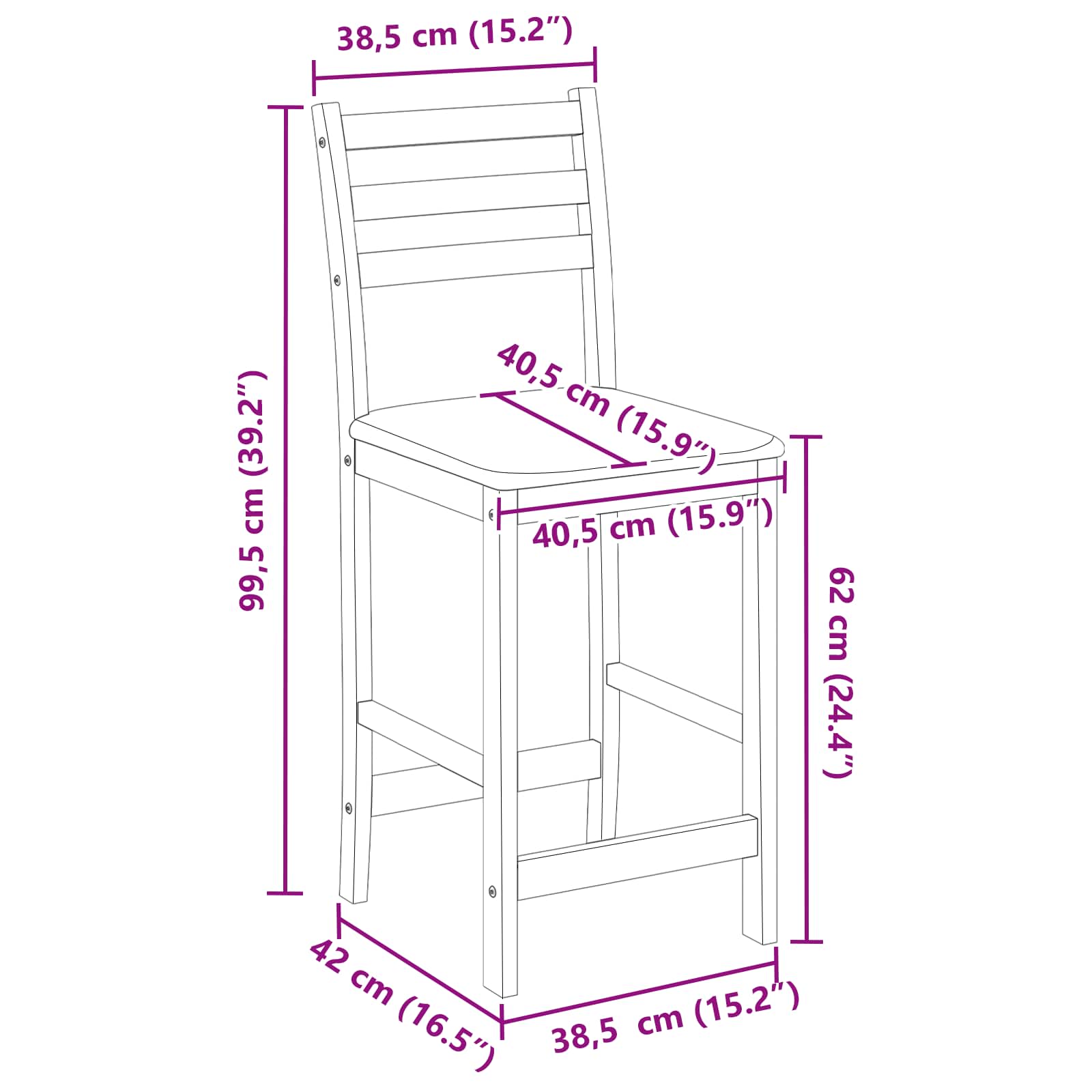 Trpezarijske stolice 2 pcs Bijelo 40 x 47,5 x 99,5 cm