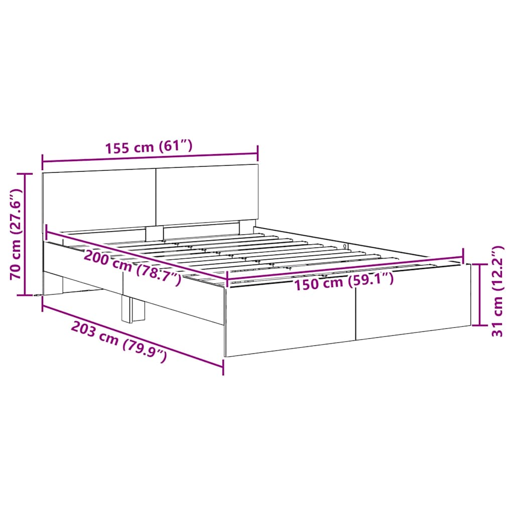 Krevetna konstrukcija Staro drvo 150 x 200 cm Konstruirano drvo