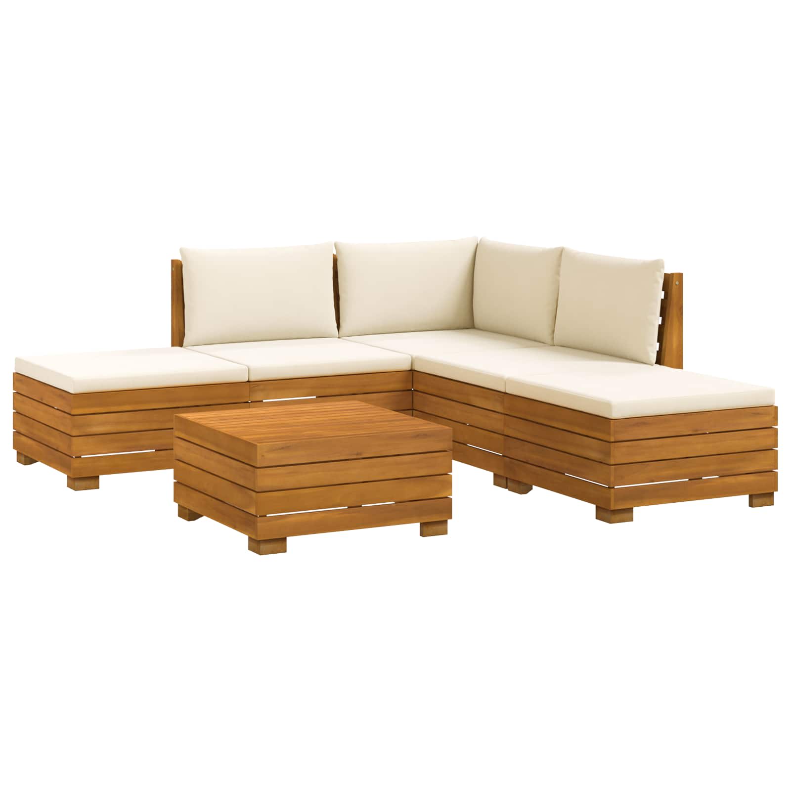Set vanjskih sofa s jastukom 6 Komad Smeđa Čvrsto drvo akacije