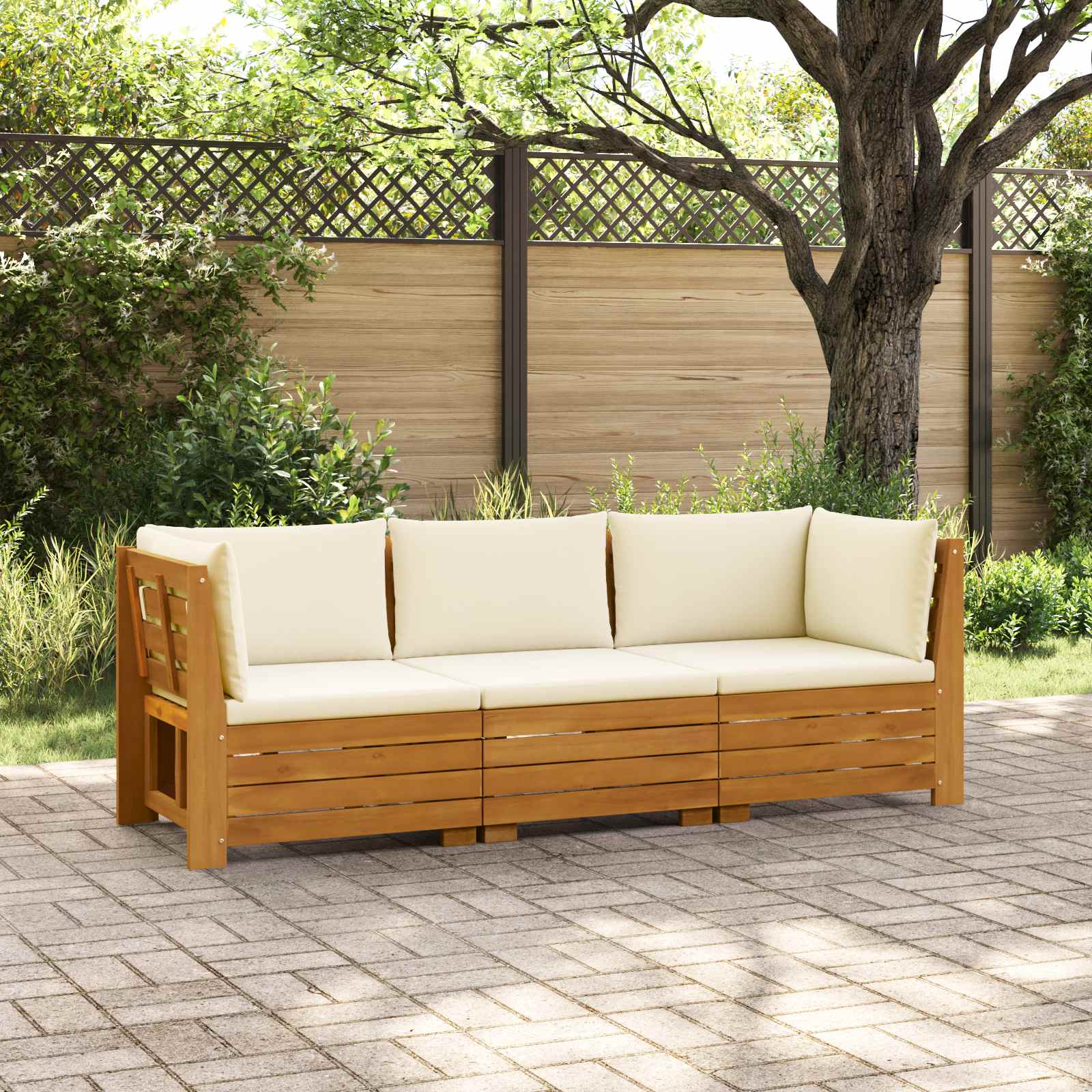 Set vanjskih sofa s jastukom 3 Komad Smeđa Čvrsto drvo akacije