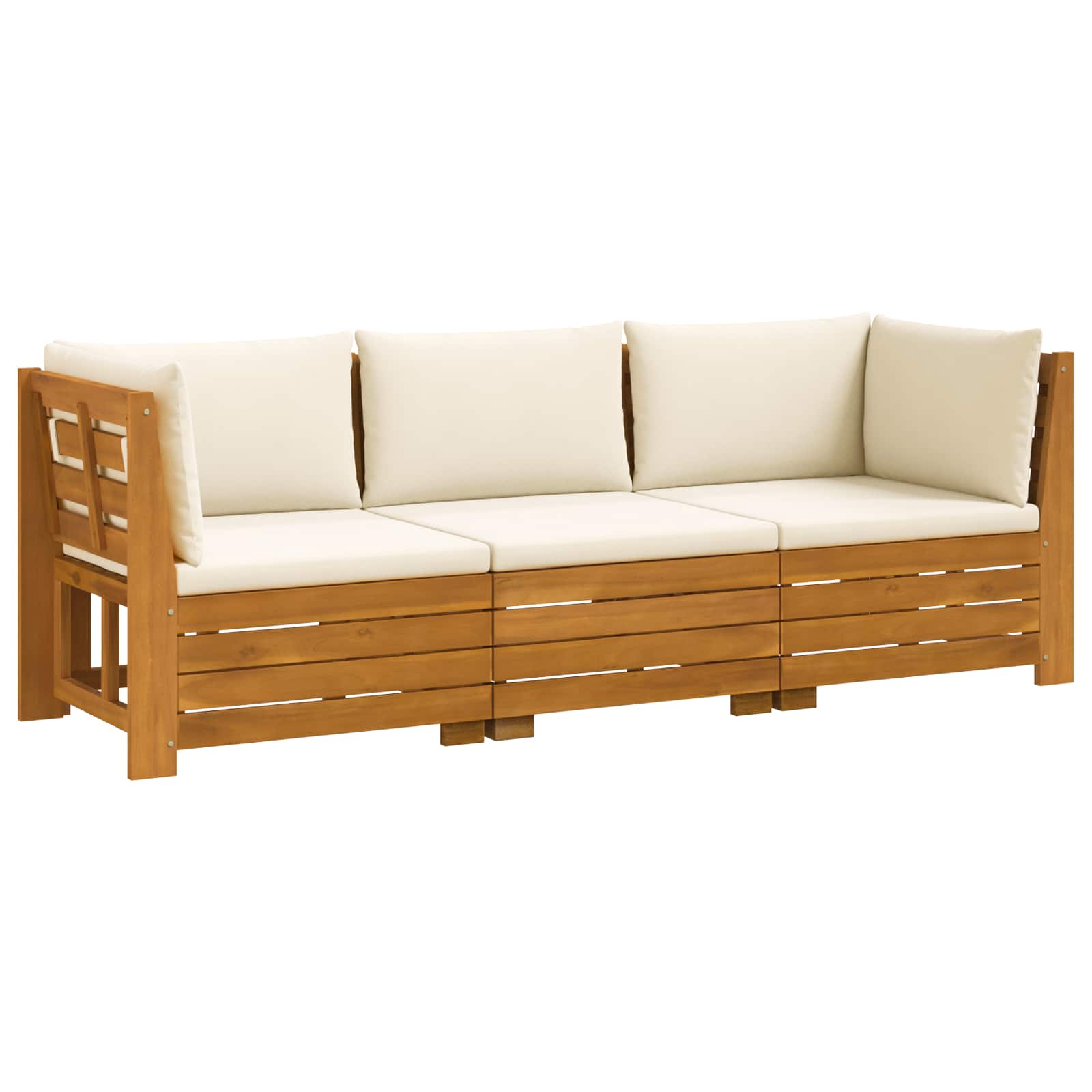 Set vanjskih sofa s jastukom 3 Komad Smeđa Čvrsto drvo akacije