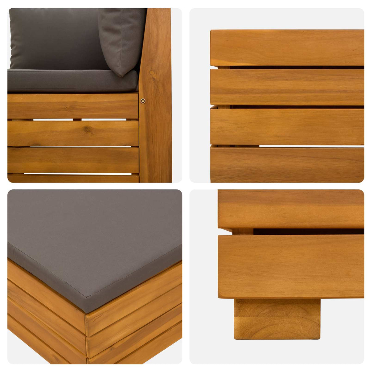 6 kom. Set vanjskih sofa Čvrsto drvo akacije Smeđa