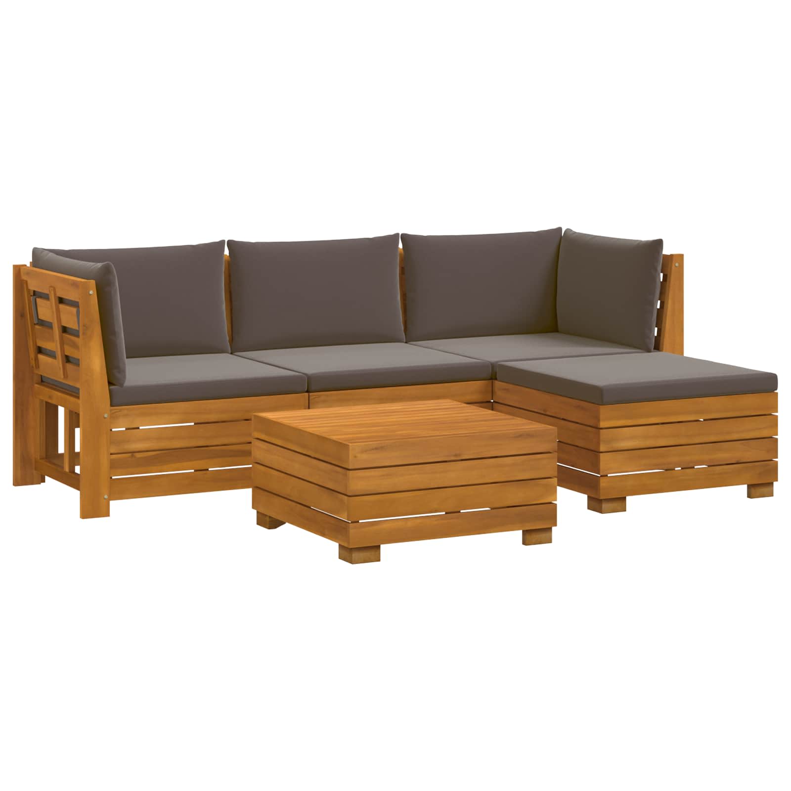 Set vanjskih sofa s jastukom 5 Komad Smeđa Čvrsto drvo akacije