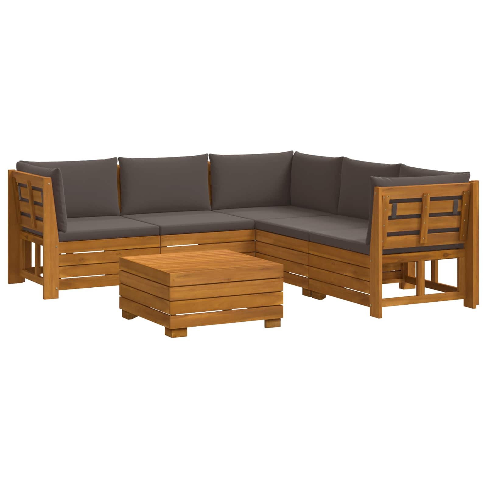 Set vanjskih sofa s jastukom 6 Komad Smeđa Čvrsto drvo akacije