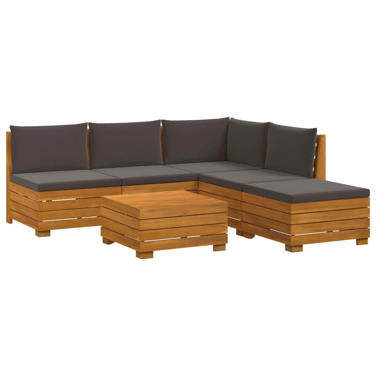 6 kom. Set vanjskih sofa Čvrsto drvo akacije Smeđa