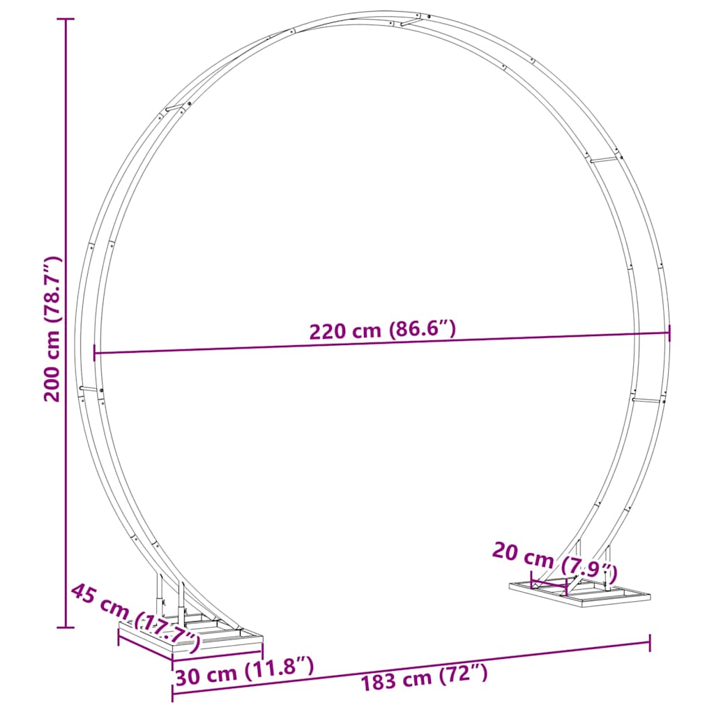 Vjenčani luk Bijelo 220 x 45 x 200 cm Čelik