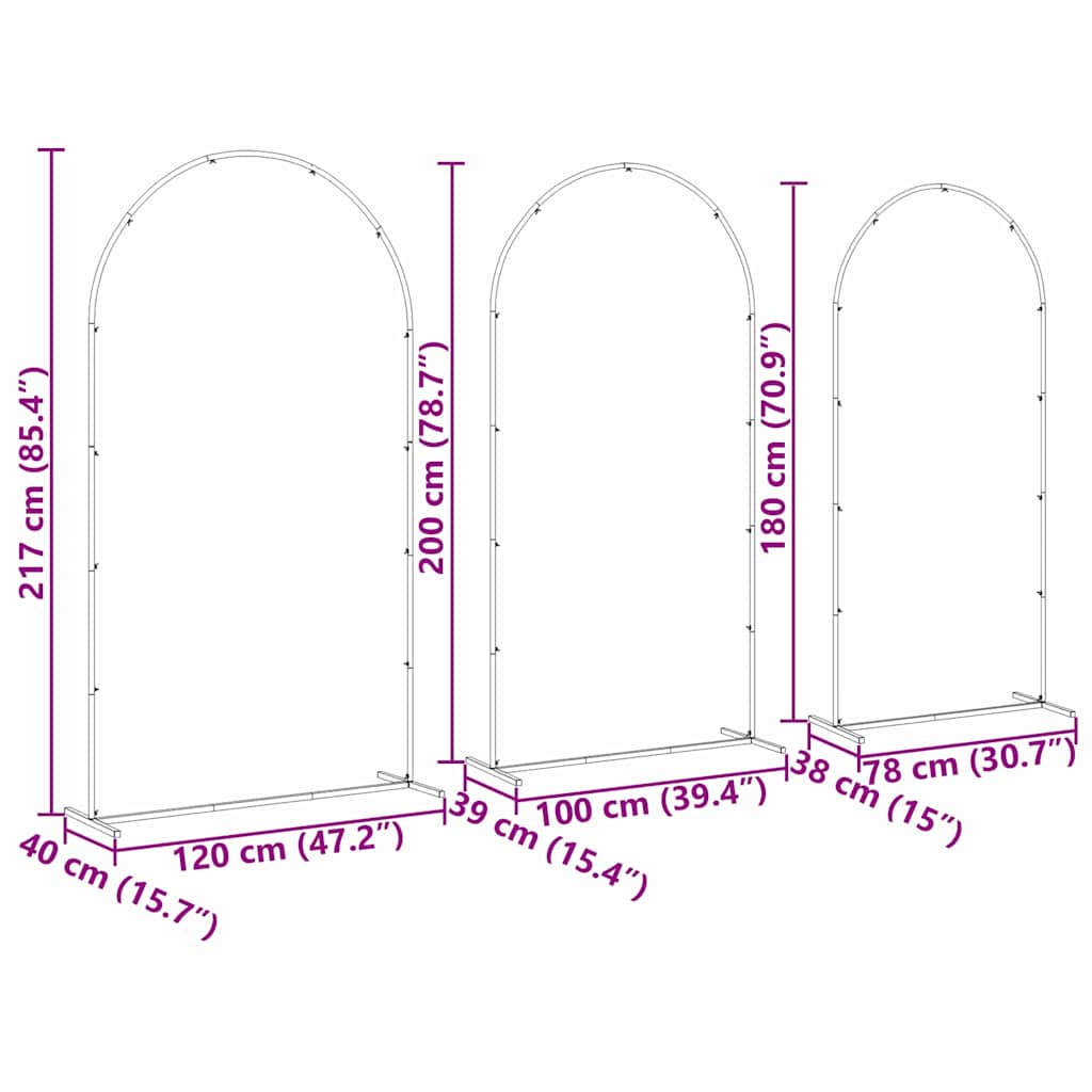 Vjenčani luk 3 pcs Bijeli Čelik