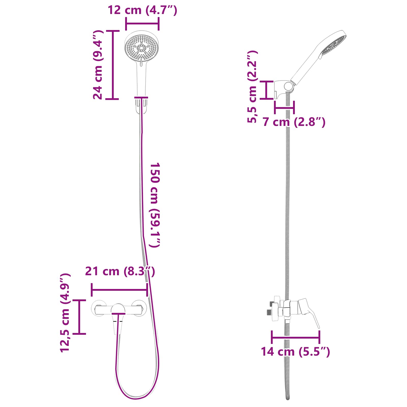 Set glave tuša Krom G 1 / 2 inča Mjed