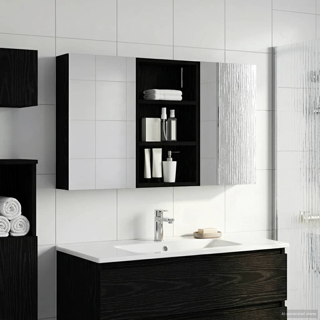 Set ormarića za kupaonicu S LED lampica 3 pcs 90 x 10,5 x 50 cm