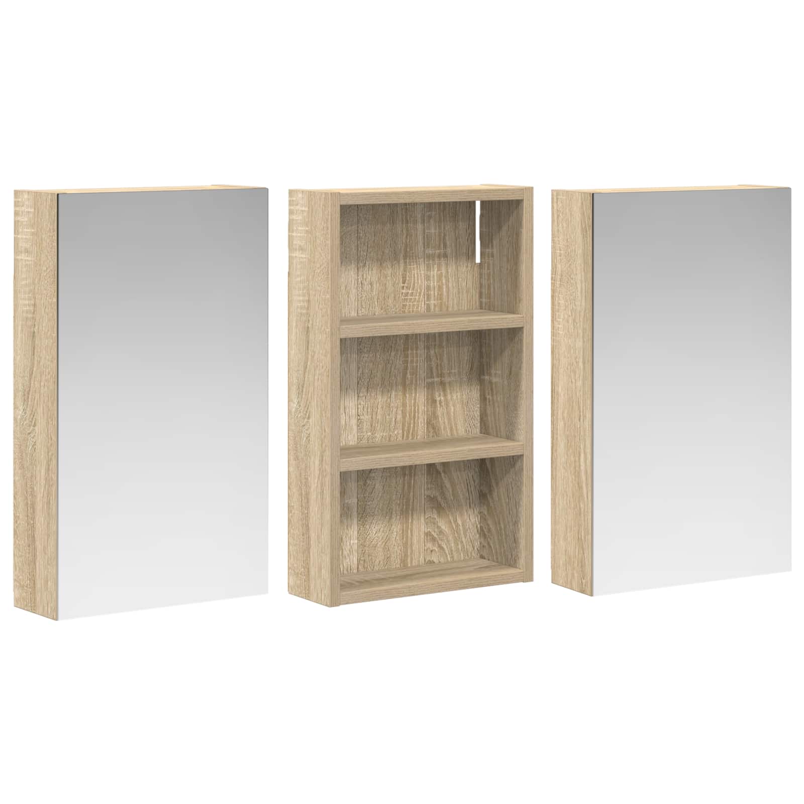 Set ormarića za kupaonicu S LED lampica 3 pcs 90 x 10,5 x 50 cm