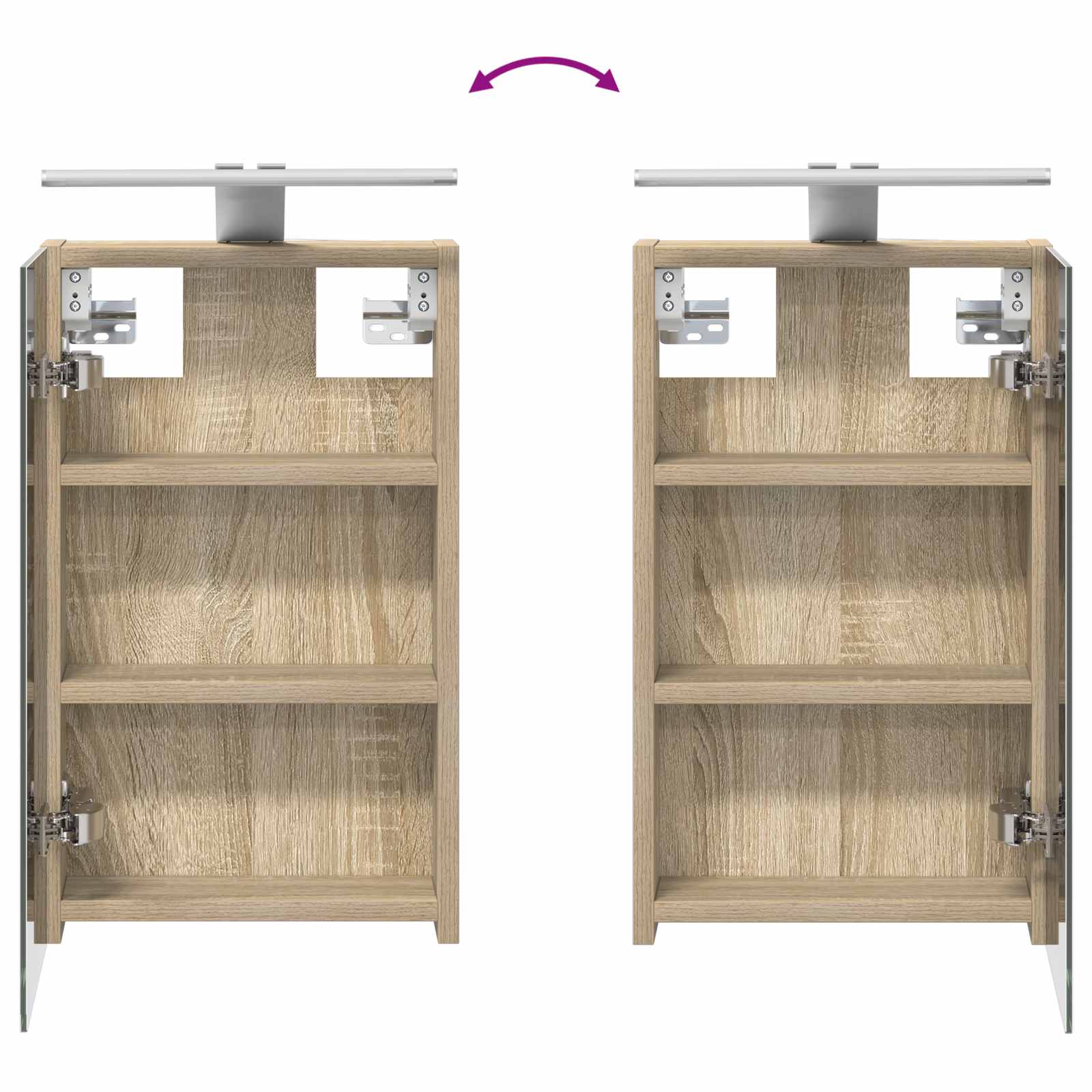 Set ormarića za kupaonicu S LED lampica 3 pcs 90 x 10,5 x 50 cm