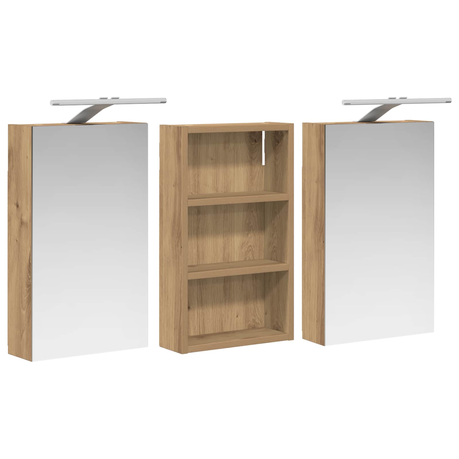 Set ormarića za kupaonicu S LED lampica 3 pcs 90 x 10,5 x 50 cm