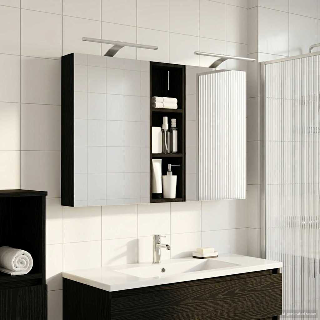 Set ormarića za kupaonicu s policom 3 pcs 100 x 10,5 x 60,5 cm