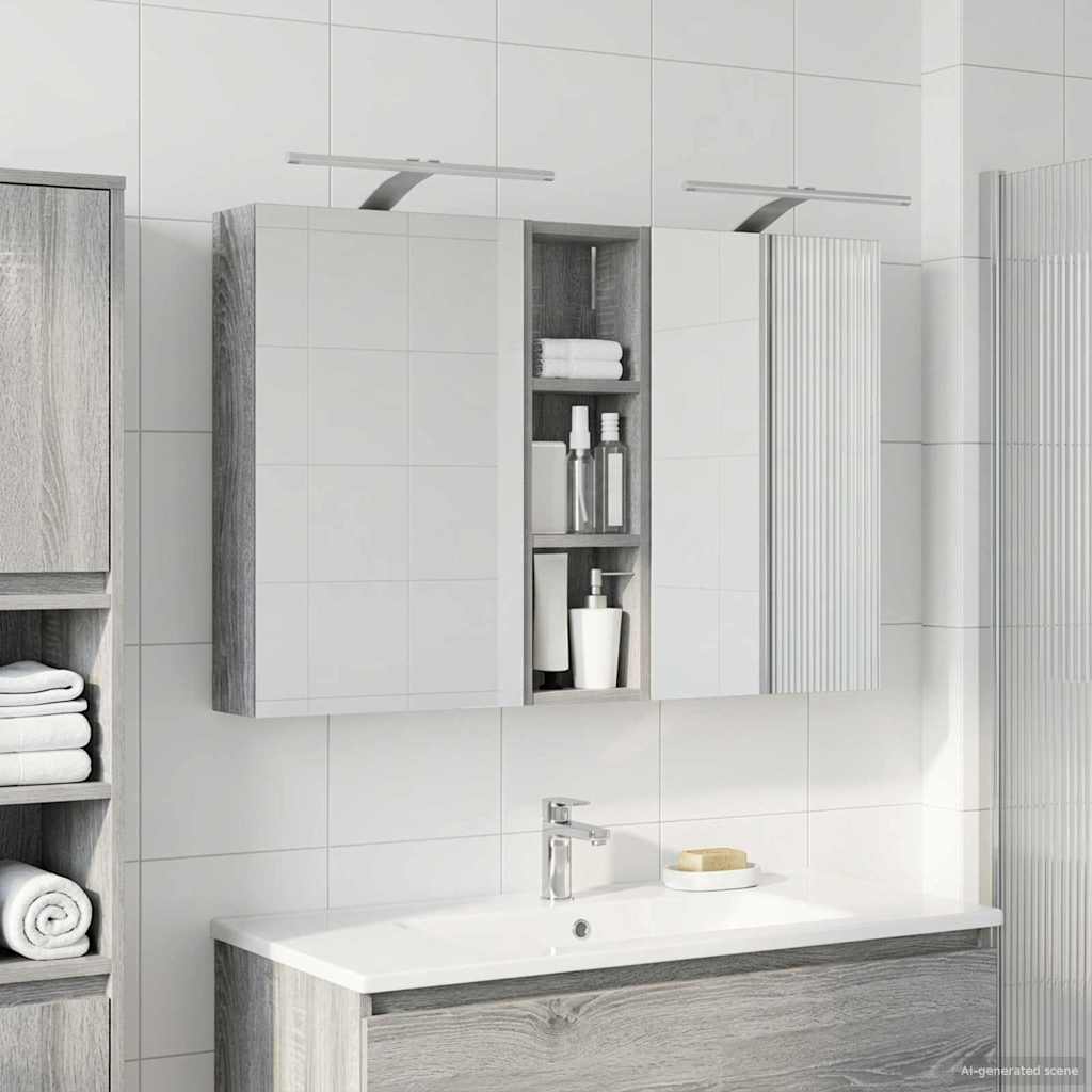 Set ormarića za kupaonicu s policom 3 pcs 100 x 10,5 x 60,5 cm