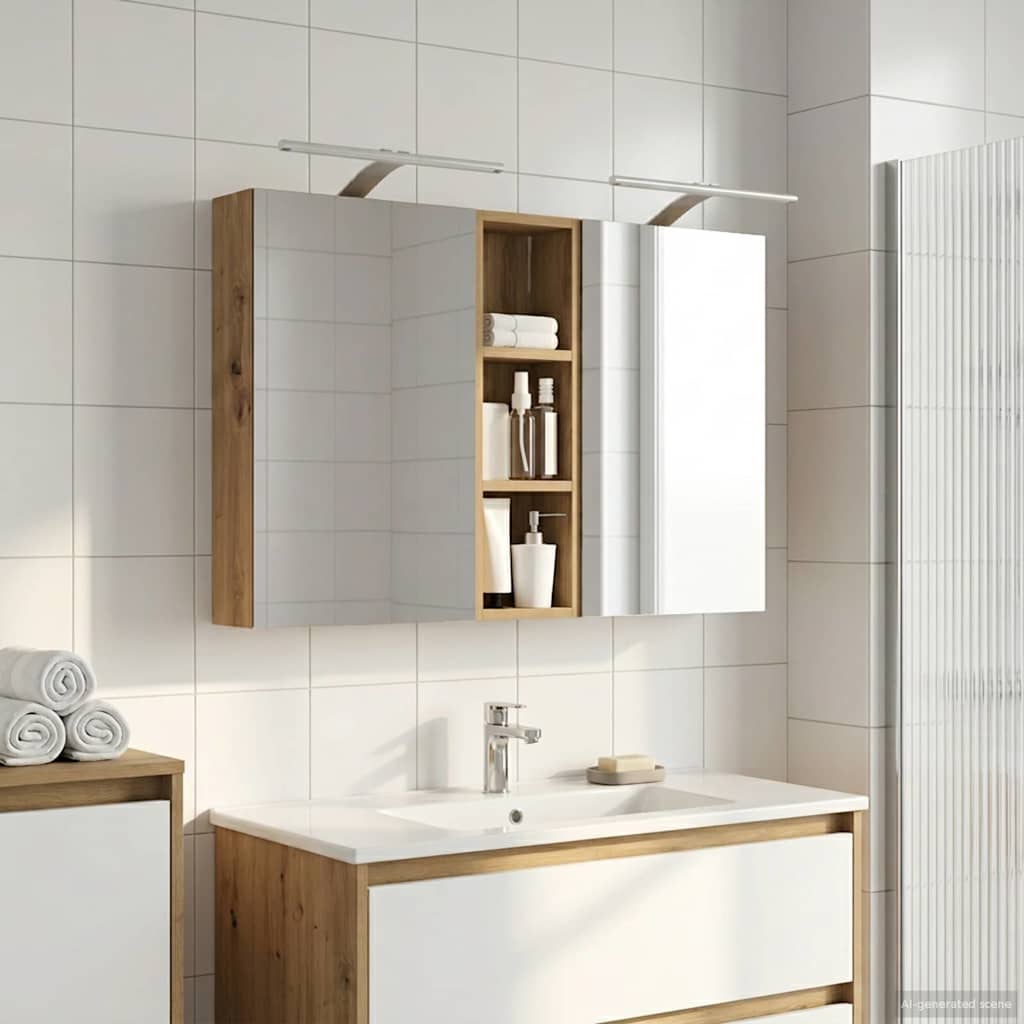 Set ormarića za kupaonicu s policom 3 pcs 100 x 10,5 x 60,5 cm