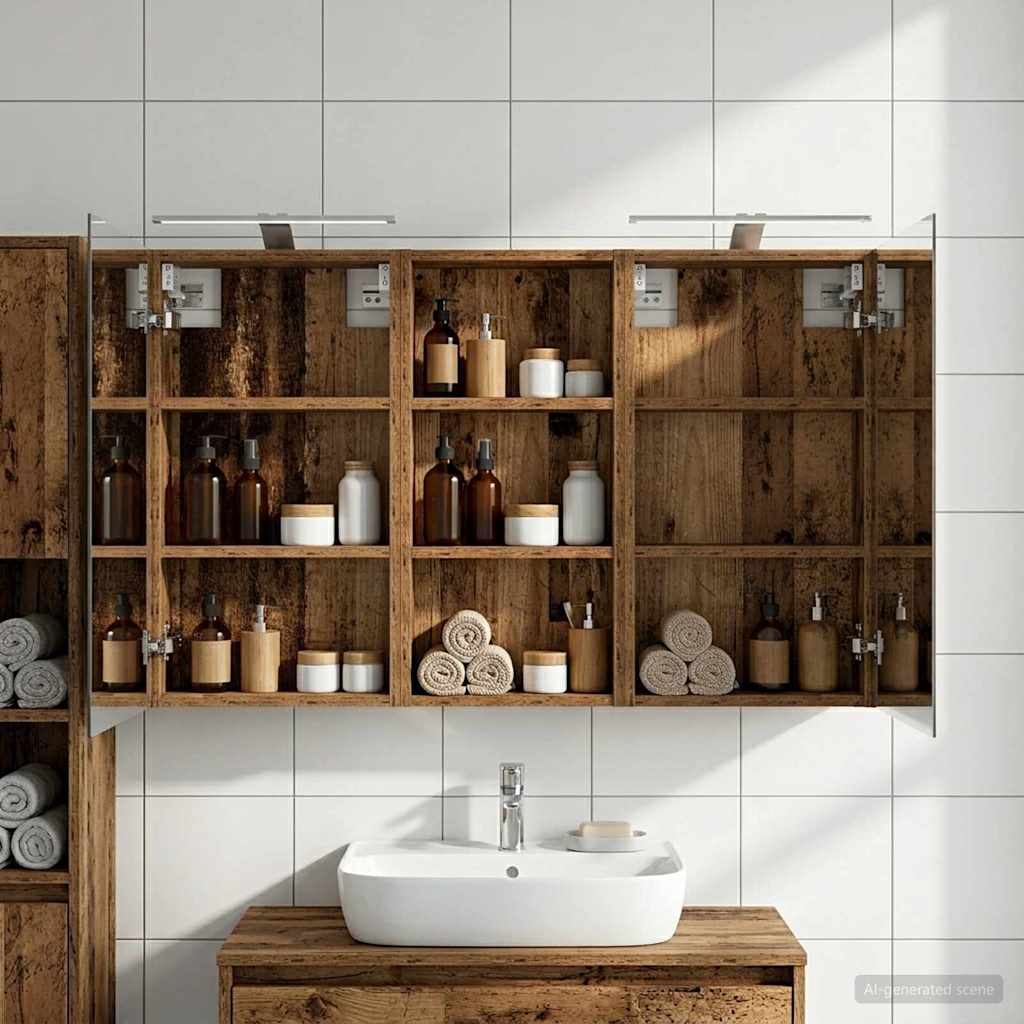Set ormarića za kupaonicu s policom 3 pcs 110 x 10,5 x 60,5 cm