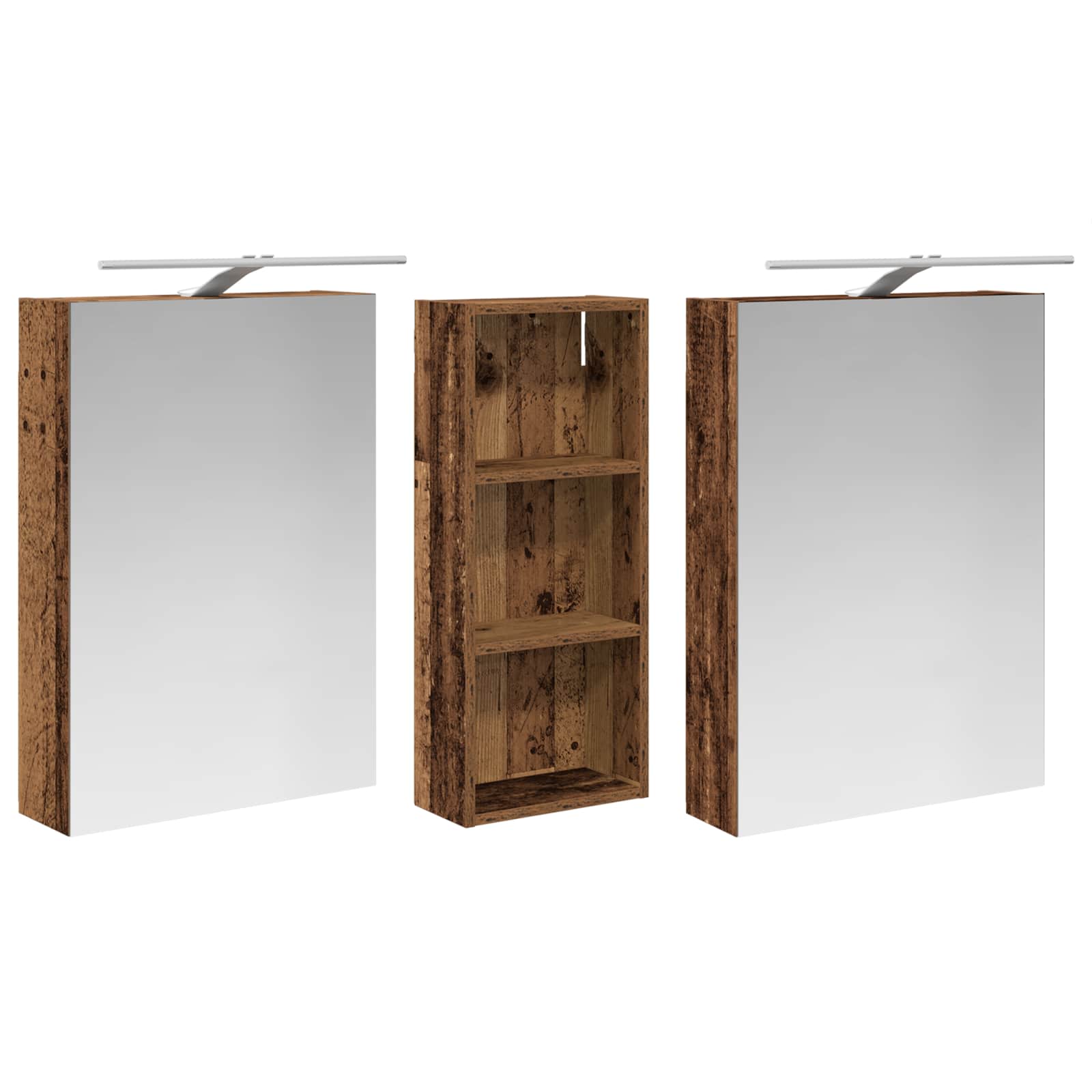 Set ormarića za kupaonicu s policom 3 pcs 130 x 14,5 x 70 cm