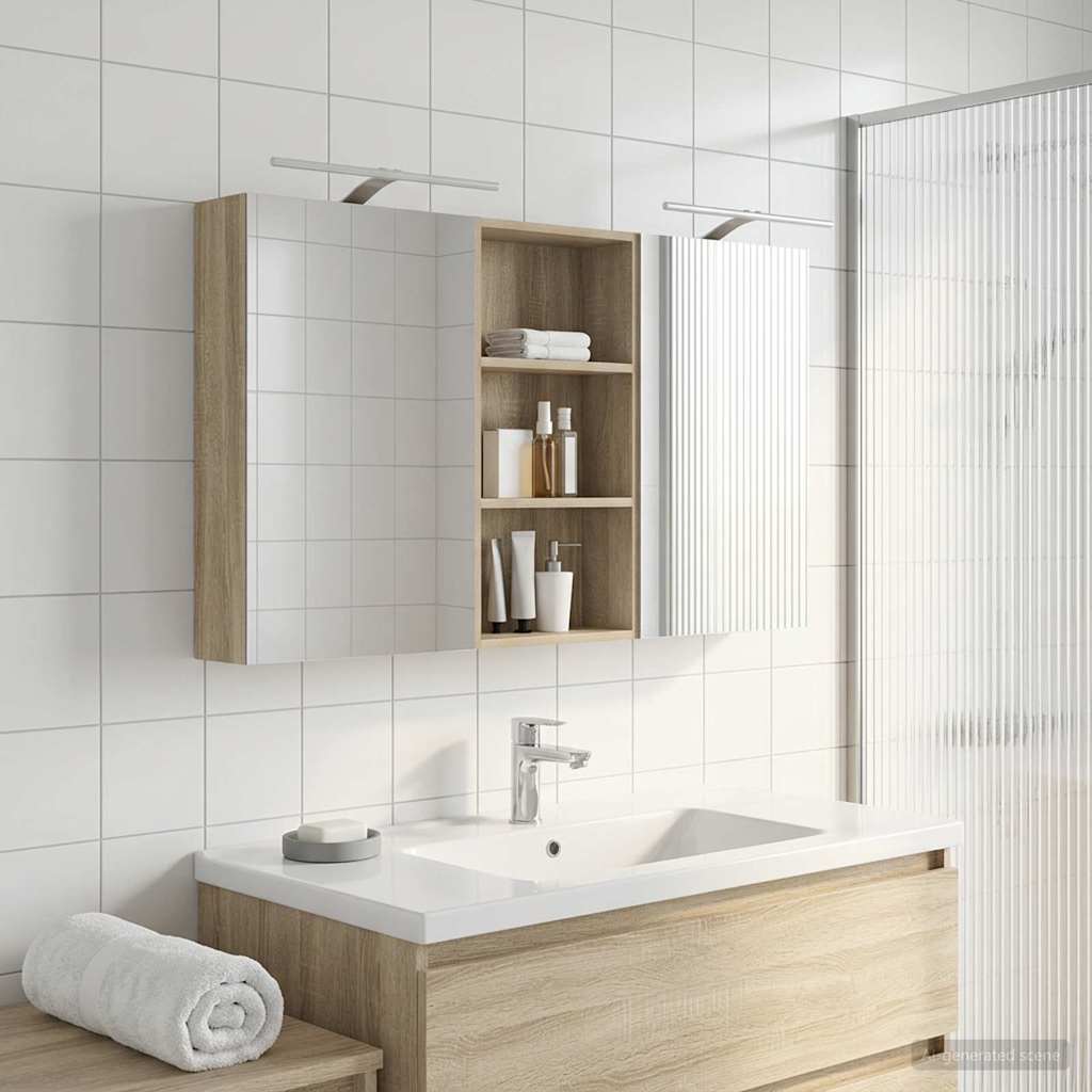 Set ormarića za kupaonicu s policom 3 pcs 140 x 14,5 x 70 cm