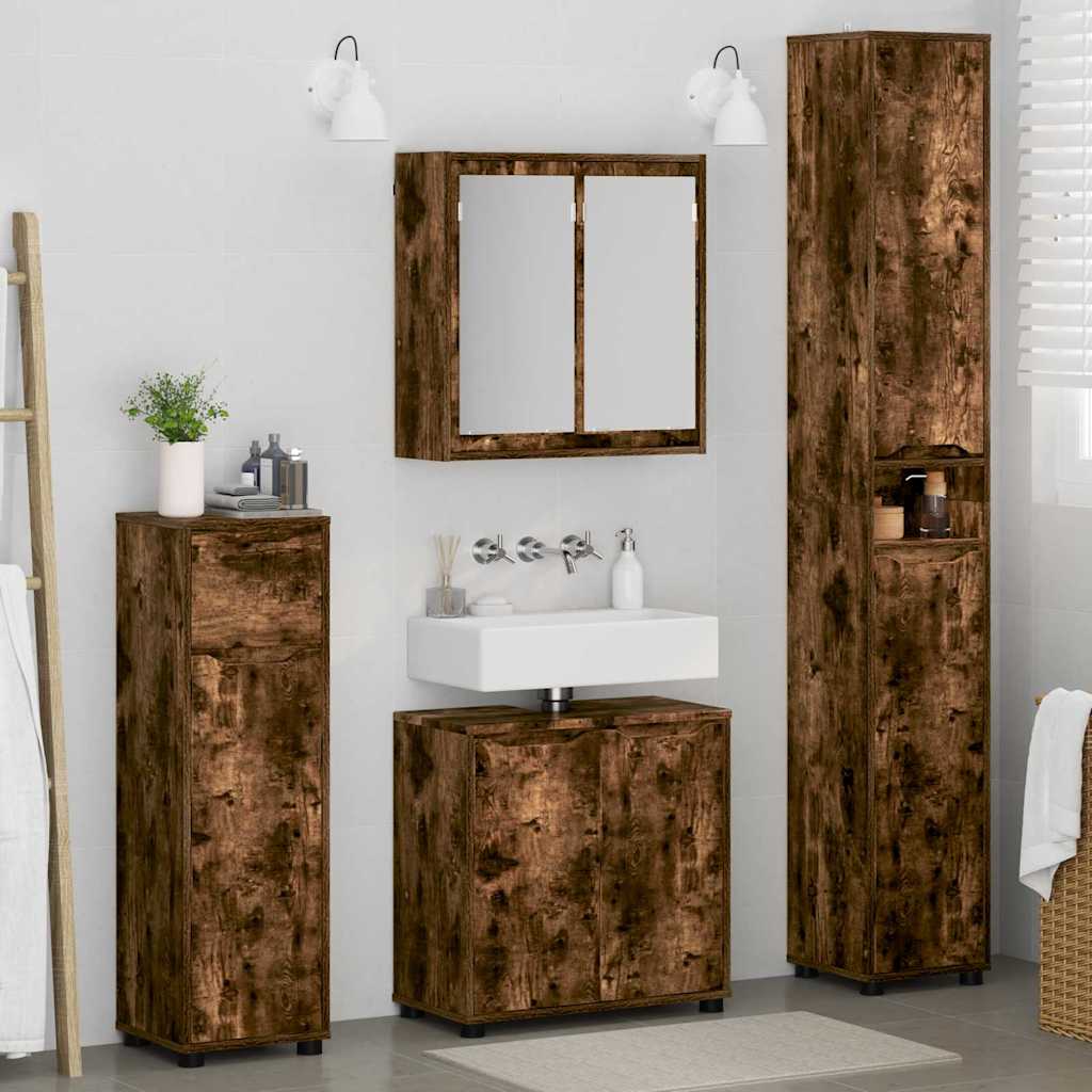 Set namještaja za kupaonicu s ladicama 4 pcs Dimljeni hrast
