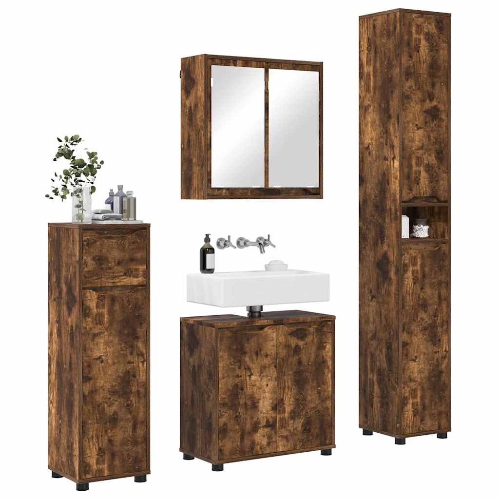 Set namještaja za kupaonicu s ladicama 4 pcs Dimljeni hrast