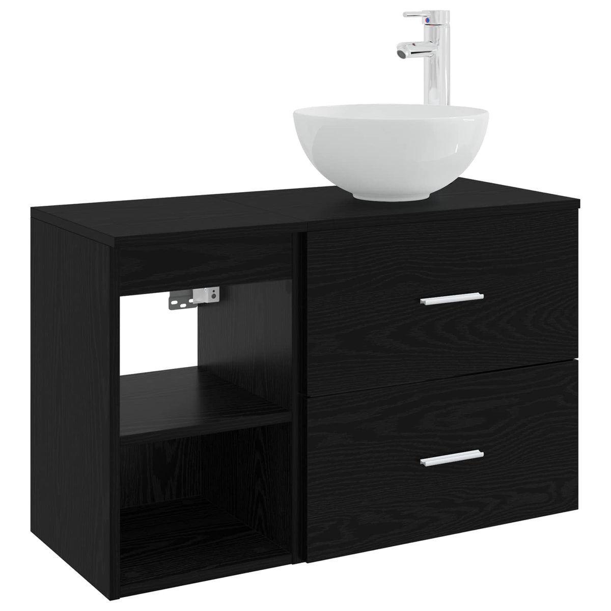 Set namještaja za kupaonicu 2 kom. Crni hrast Konstruirano drvo Crna 49,5 x 35 x 80 cm