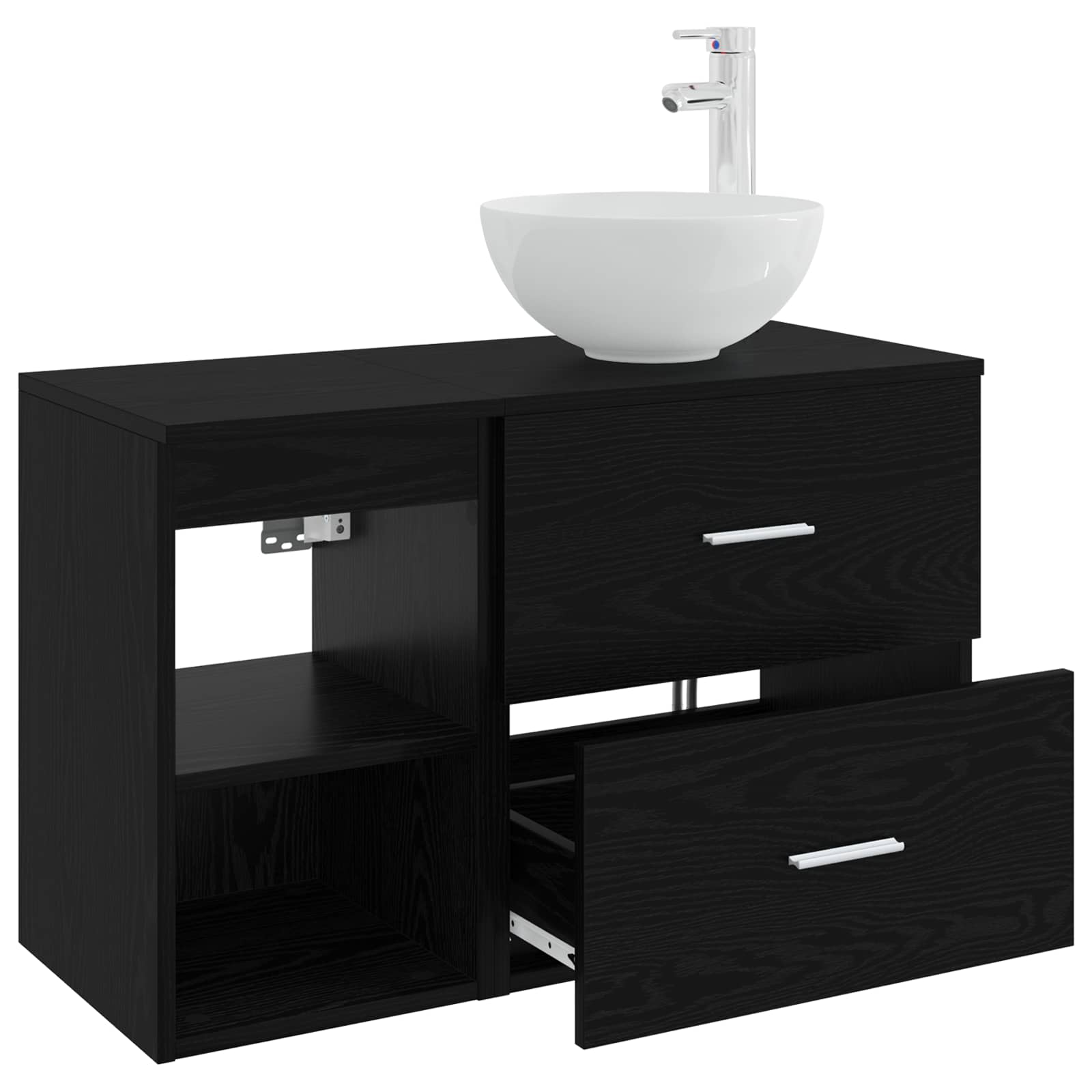 Set namještaja za kupaonicu 2 pcs Crni hrast Konstruirano drvo