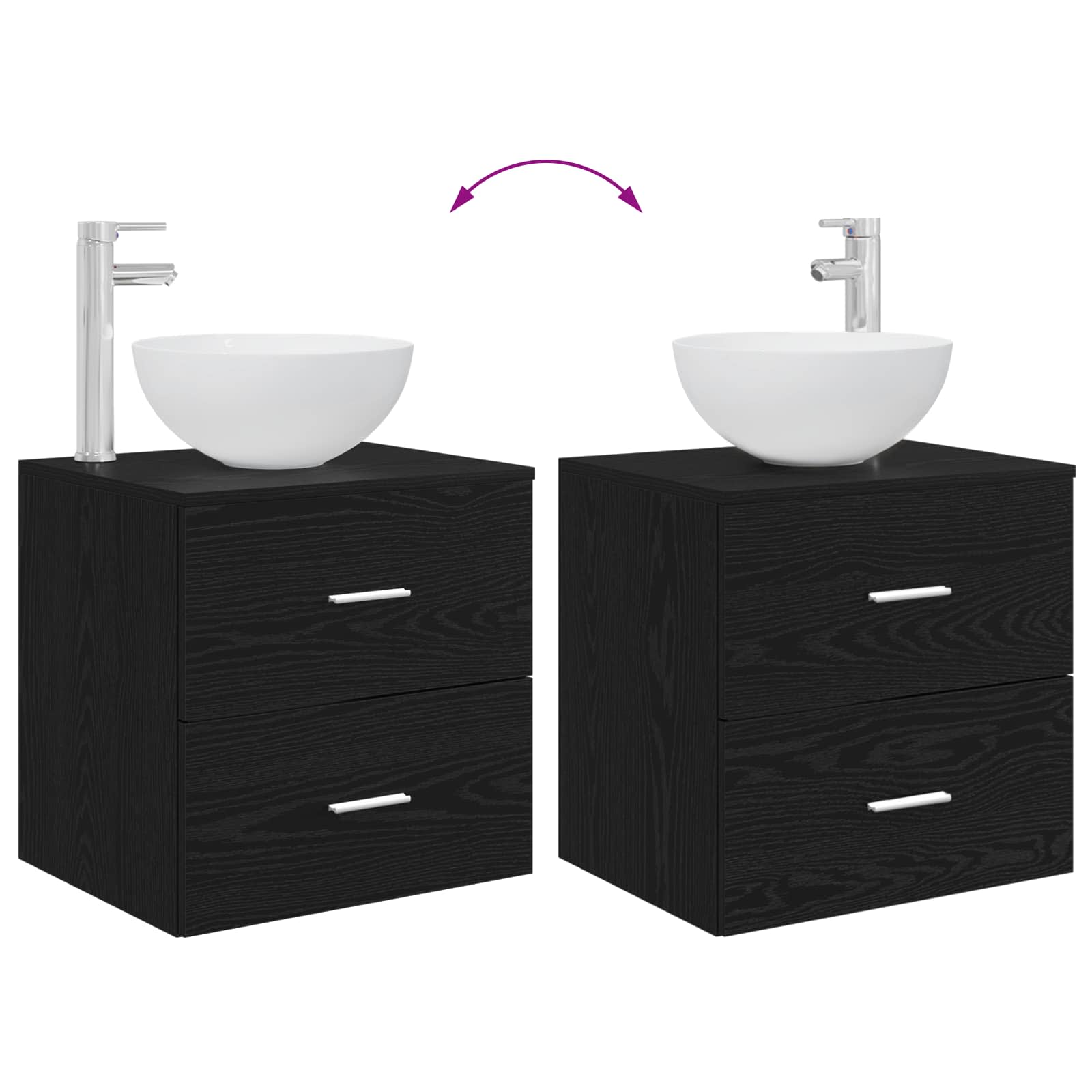 Set namještaja za kupaonicu 2 pcs Crni hrast Konstruirano drvo