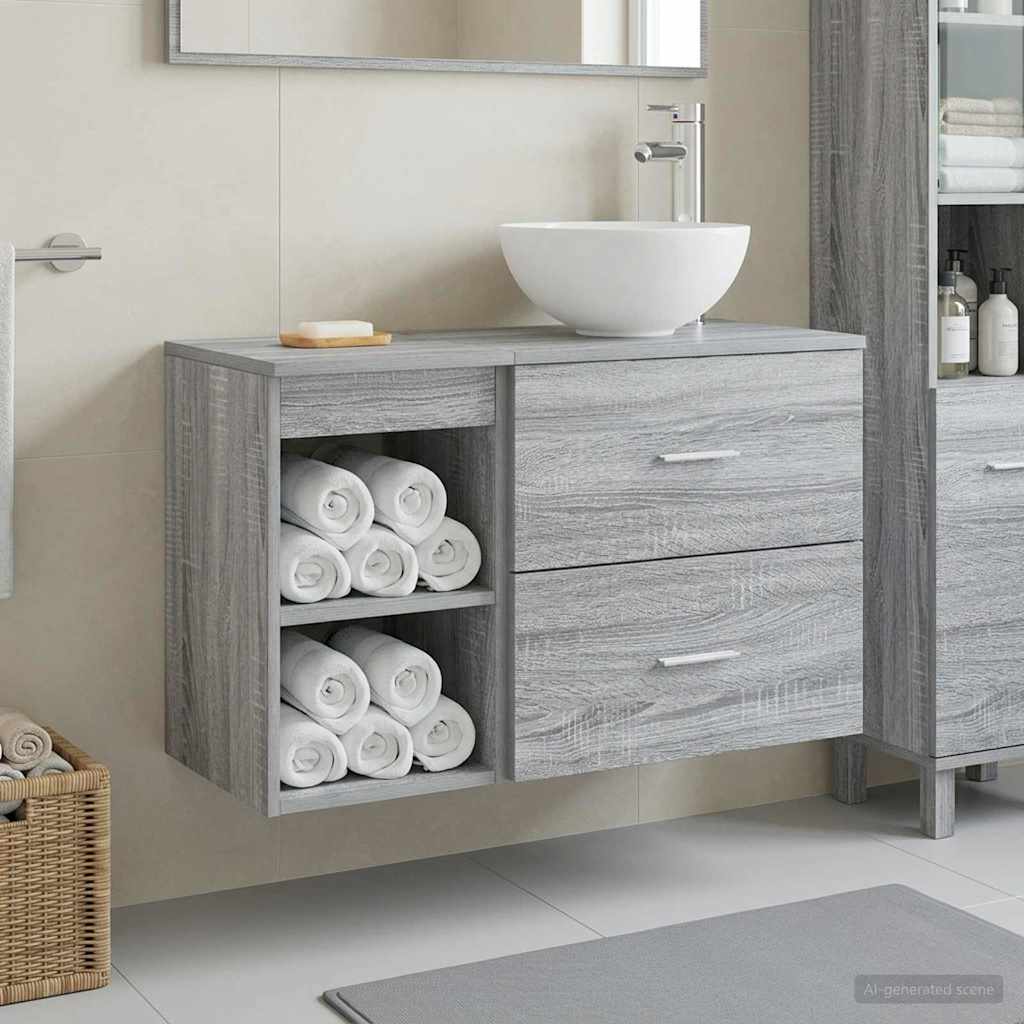 Set namještaja za kupaonicu 2 pcs Siva Sonoma Konstruirano drvo