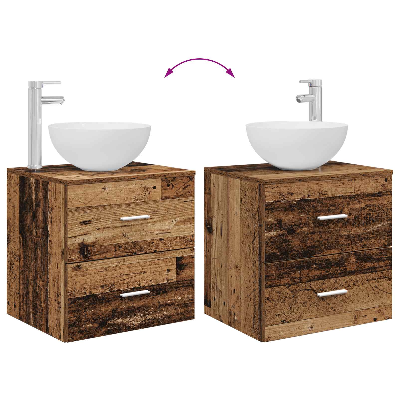 Set namještaja za kupaonicu 2 pcs Staro drvo Konstruirano drvo