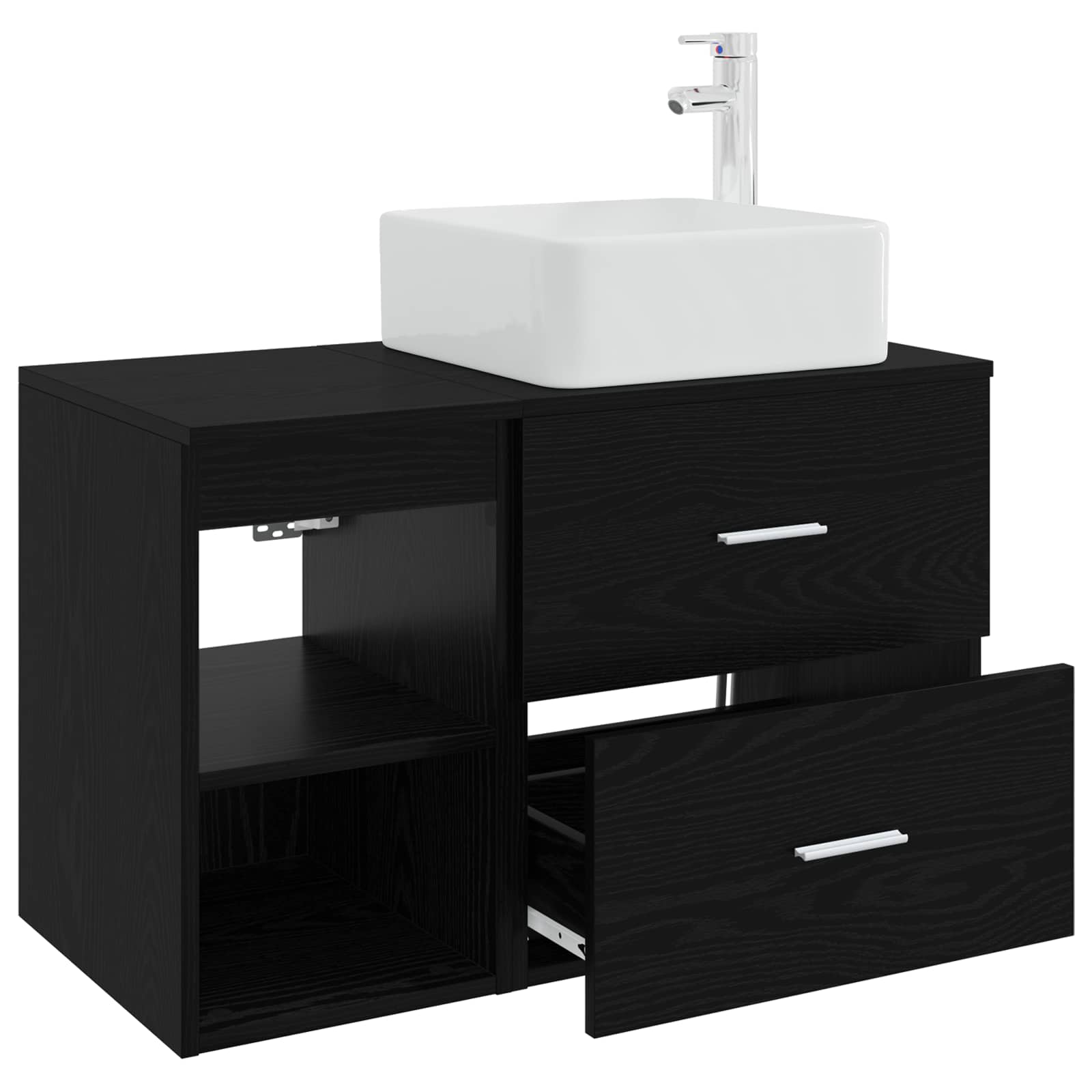 Set namještaja za kupaonicu 2 pcs Crni hrast Konstruirano drvo