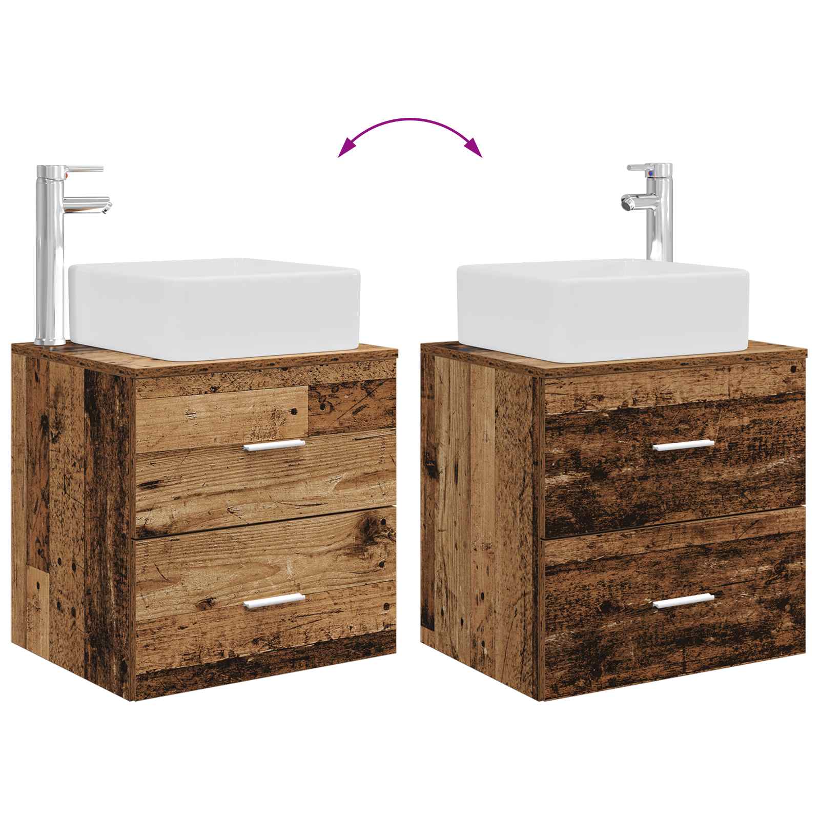 Set namještaja za kupaonicu 2 pcs Staro drvo Konstruirano drvo