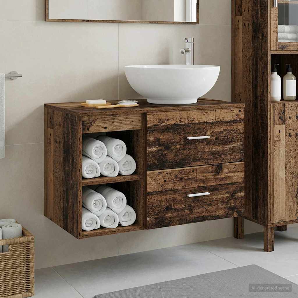 Set namještaja za kupaonicu 2 kom. Staro drvo Konstruirano drvo Smeđa 49,5 x 44,5 x 80 cm