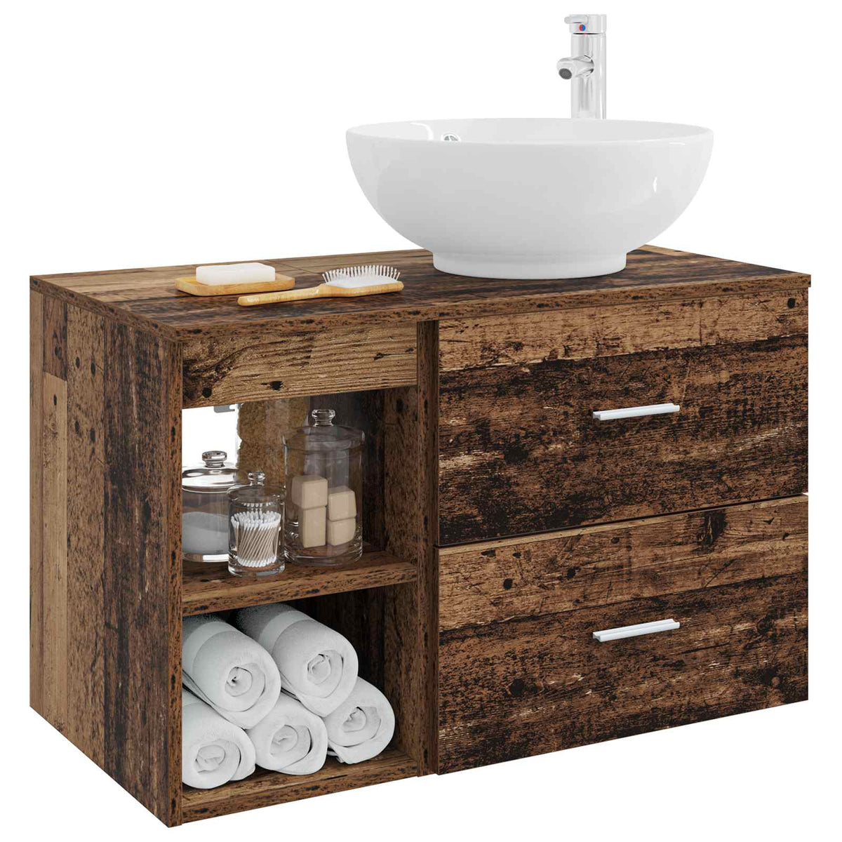Set namještaja za kupaonicu 2 kom. Staro drvo Konstruirano drvo Smeđa 49,5 x 44,5 x 80 cm