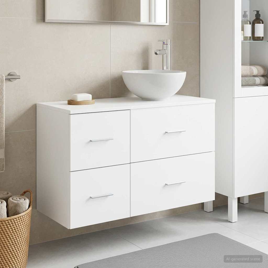 Set namještaja za kupaonicu 2 pcs Bijela Konstruirano drvo