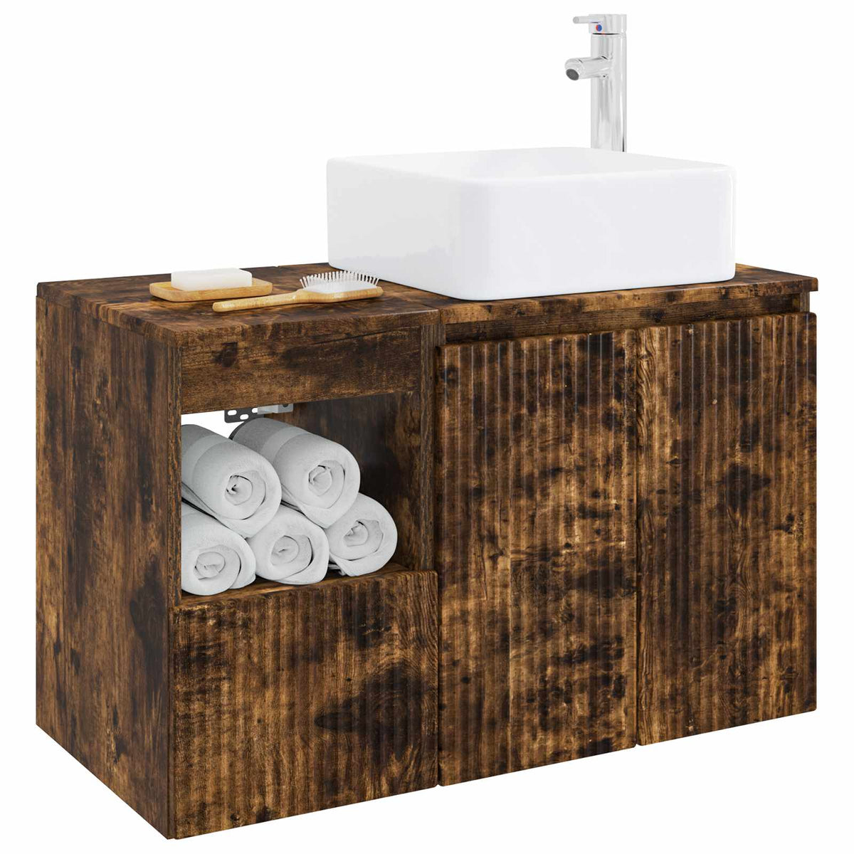 Set namještaja za kupaonicu 2 kom. Dimljeni hrast Smeđa 49.5 x 41 x 80 cm