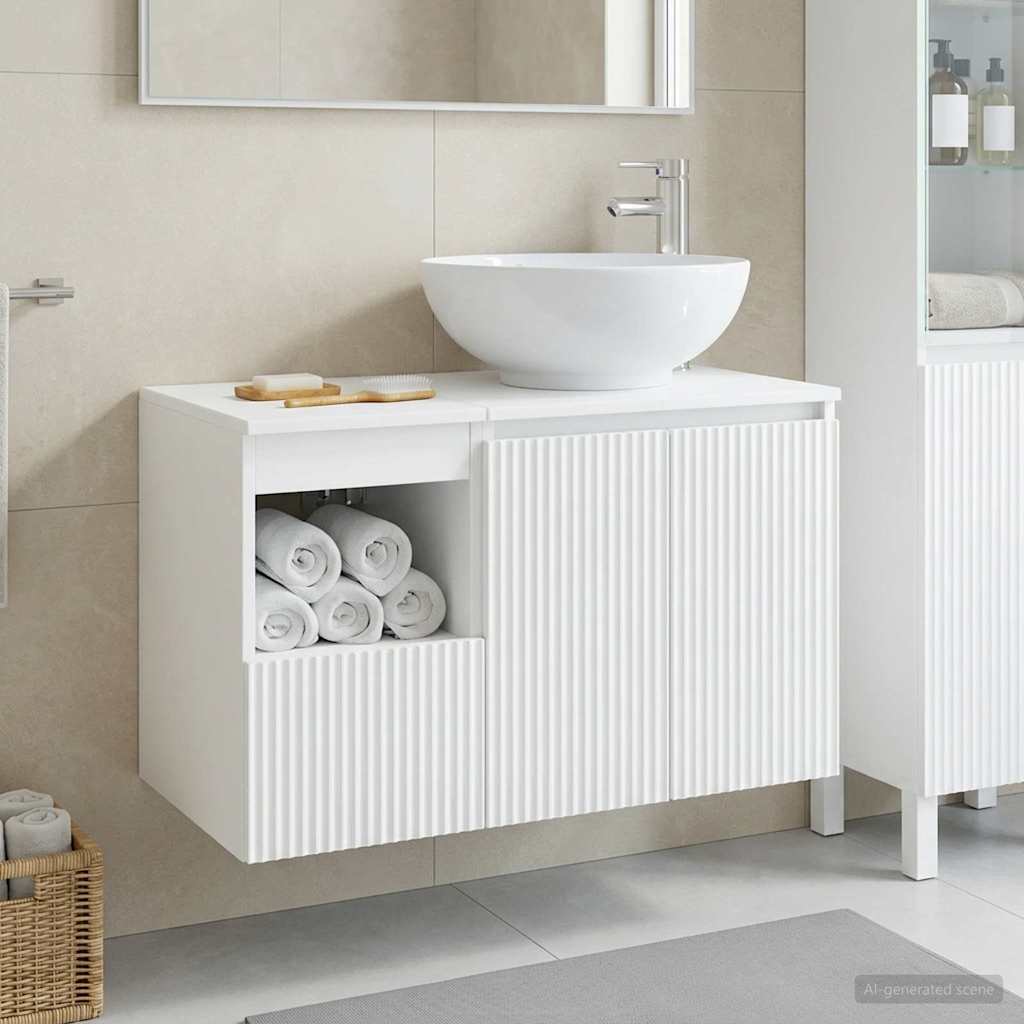 Set namještaja za kupaonicu 2 kom. Bijela visokog sjaja 49,5 x 44,5 x 80 cm
