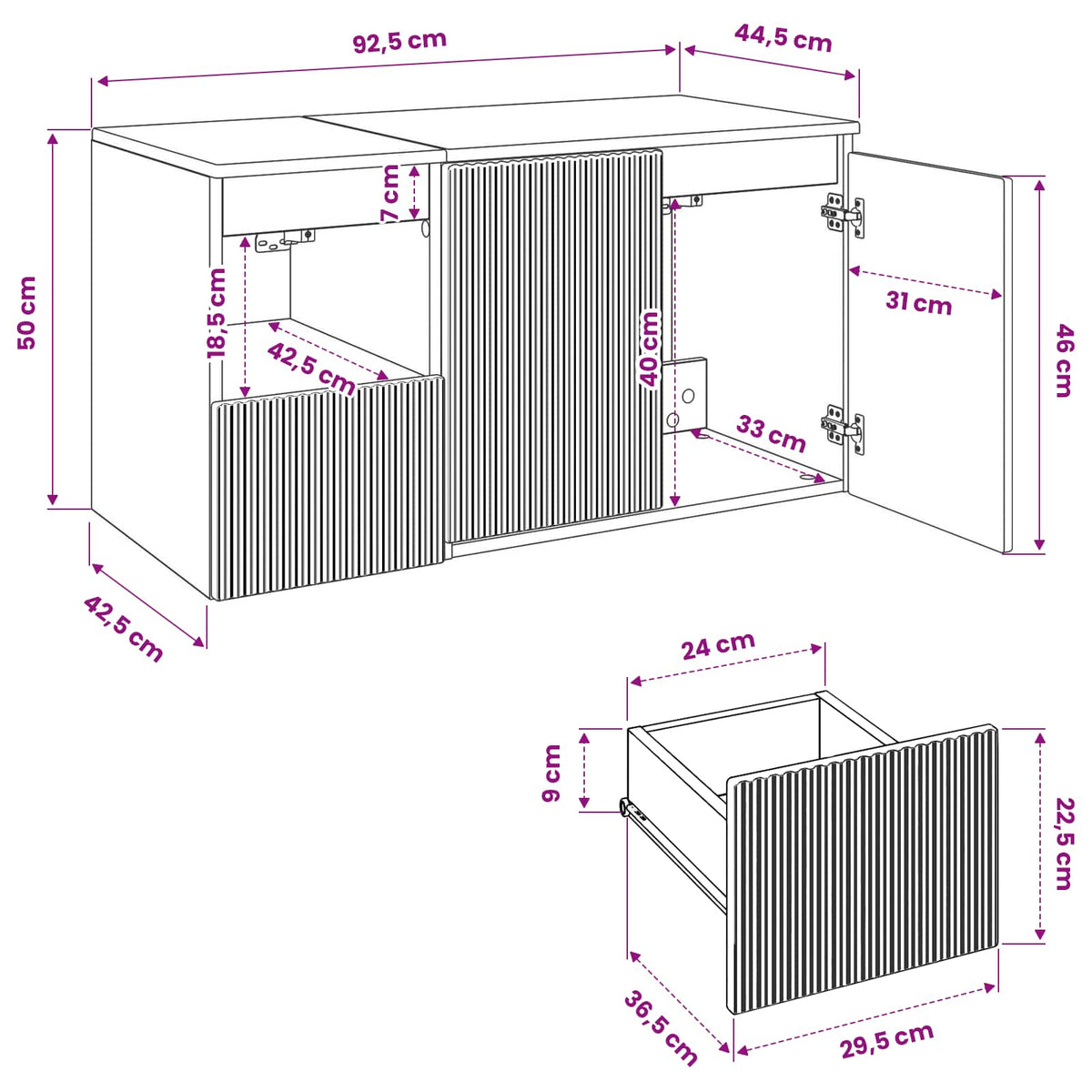 Set namještaja za kupaonicu 2 kom. Betonska siva 62,5 x 44,5 x 50 cm
