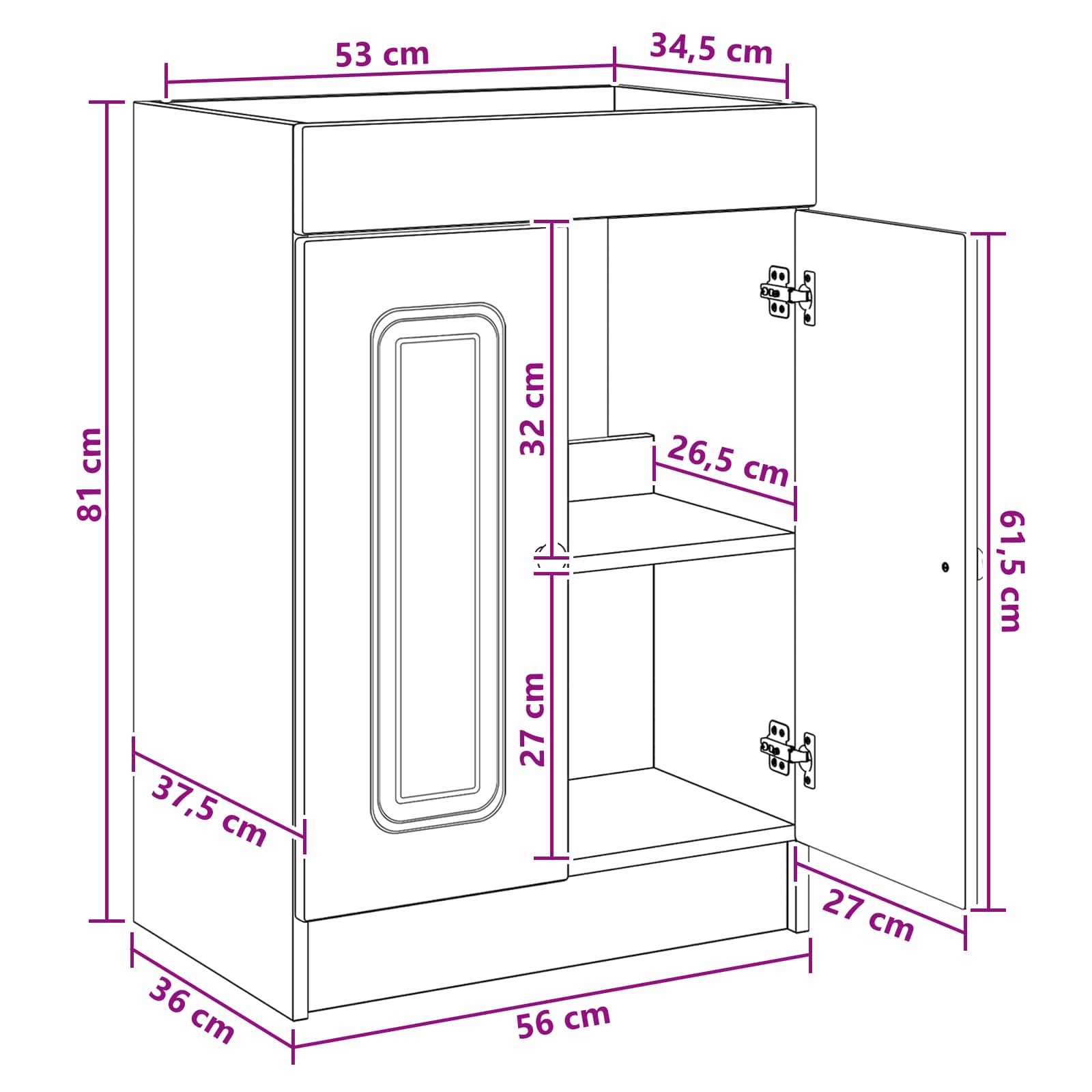 Set namještaja za kupaonicu Dimljeni hrast 56 x 37,5 x 81 cm