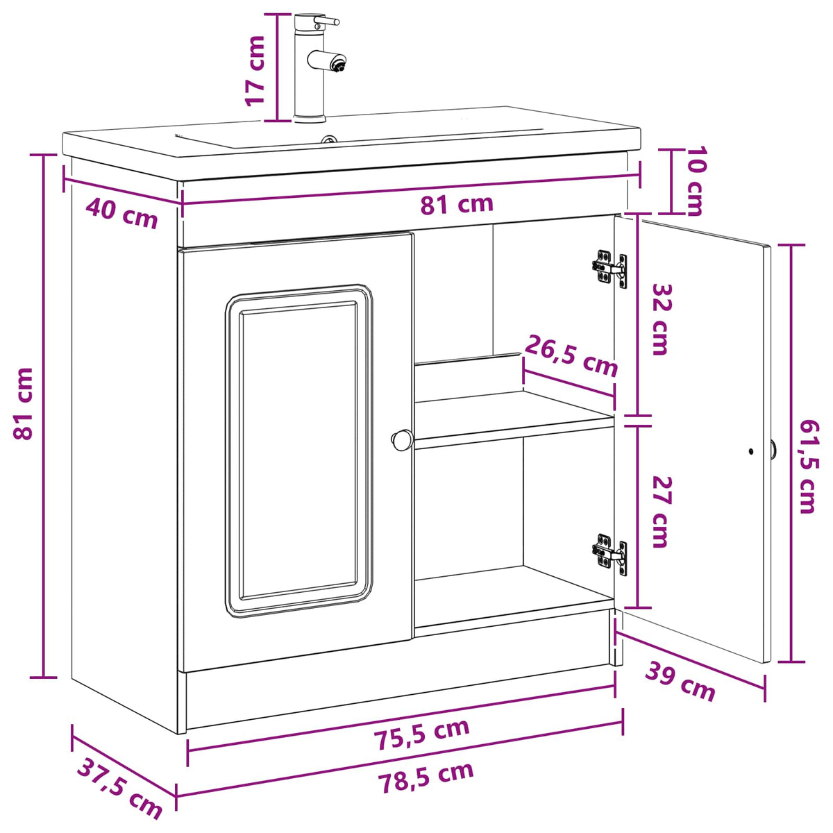 Set namještaja za kupaonicu Betonska siva 78,5 x 37,5 x 81 cm