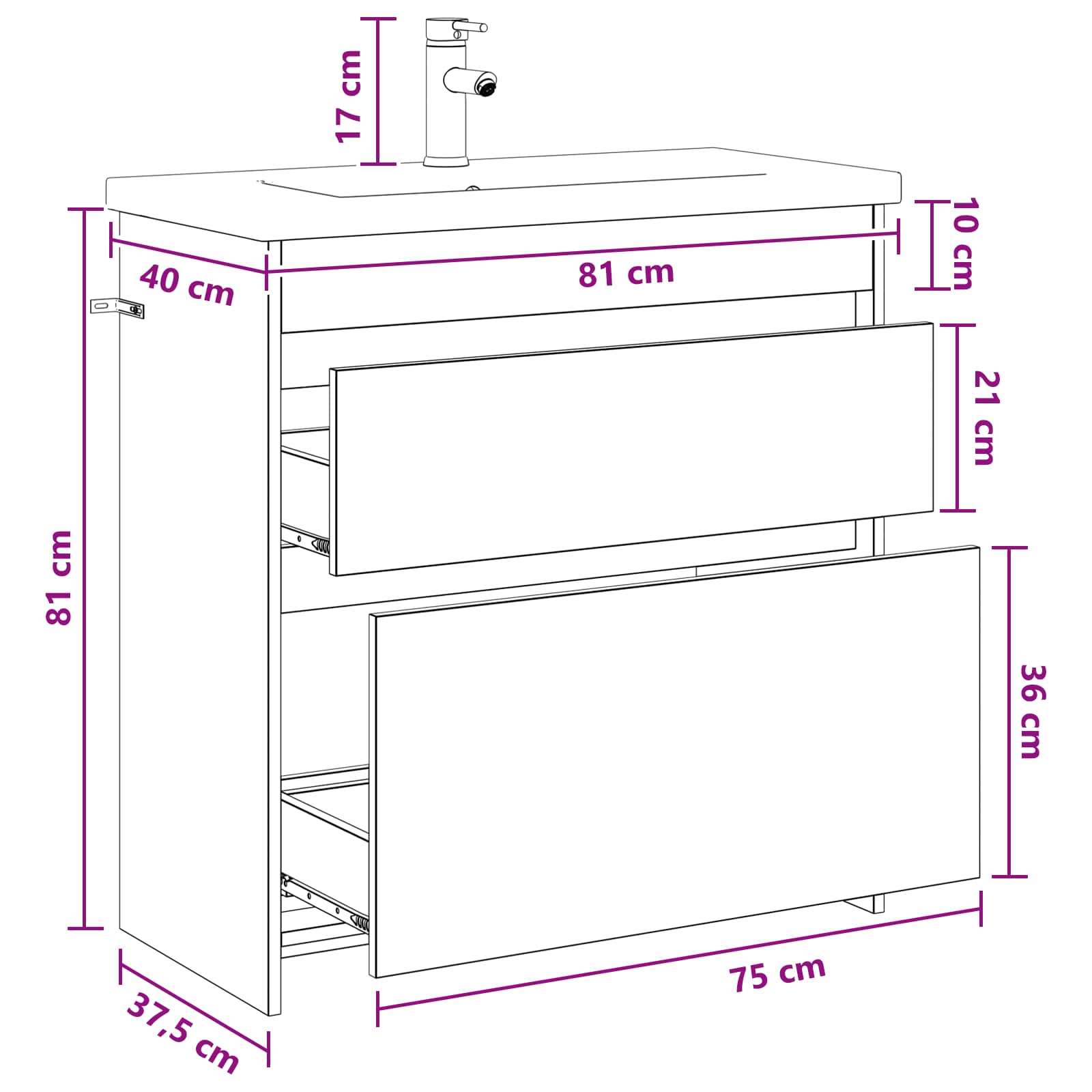 Set namještaja za kupaonicu Crni hrast 81 x 40 x 84,5 cm