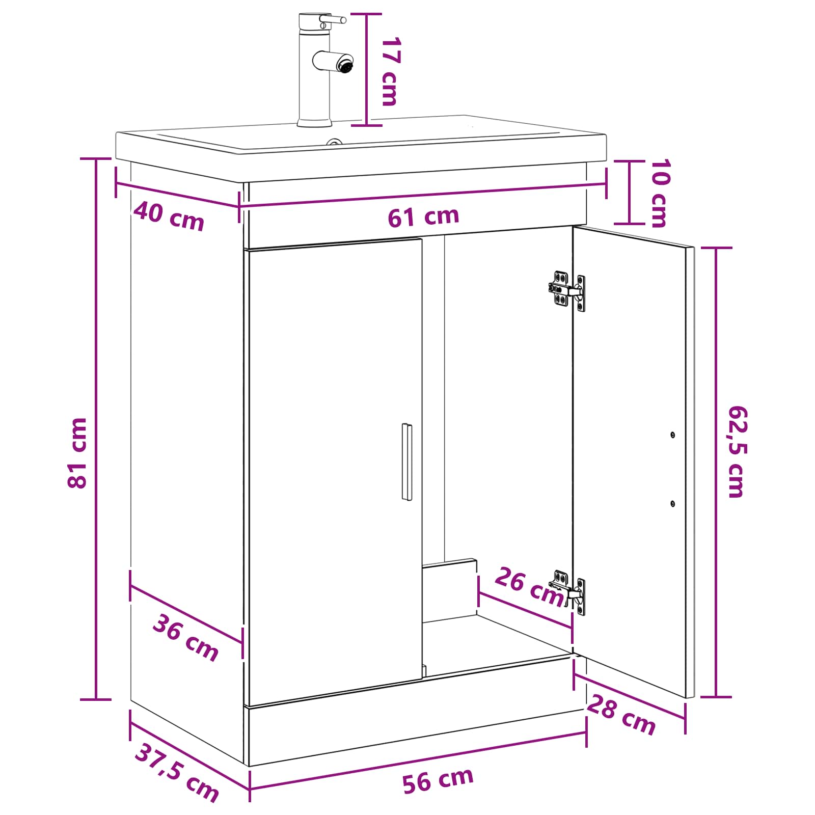 Set namještaja za kupaonicu Crni hrast 61 x 40 x 84,5 cm