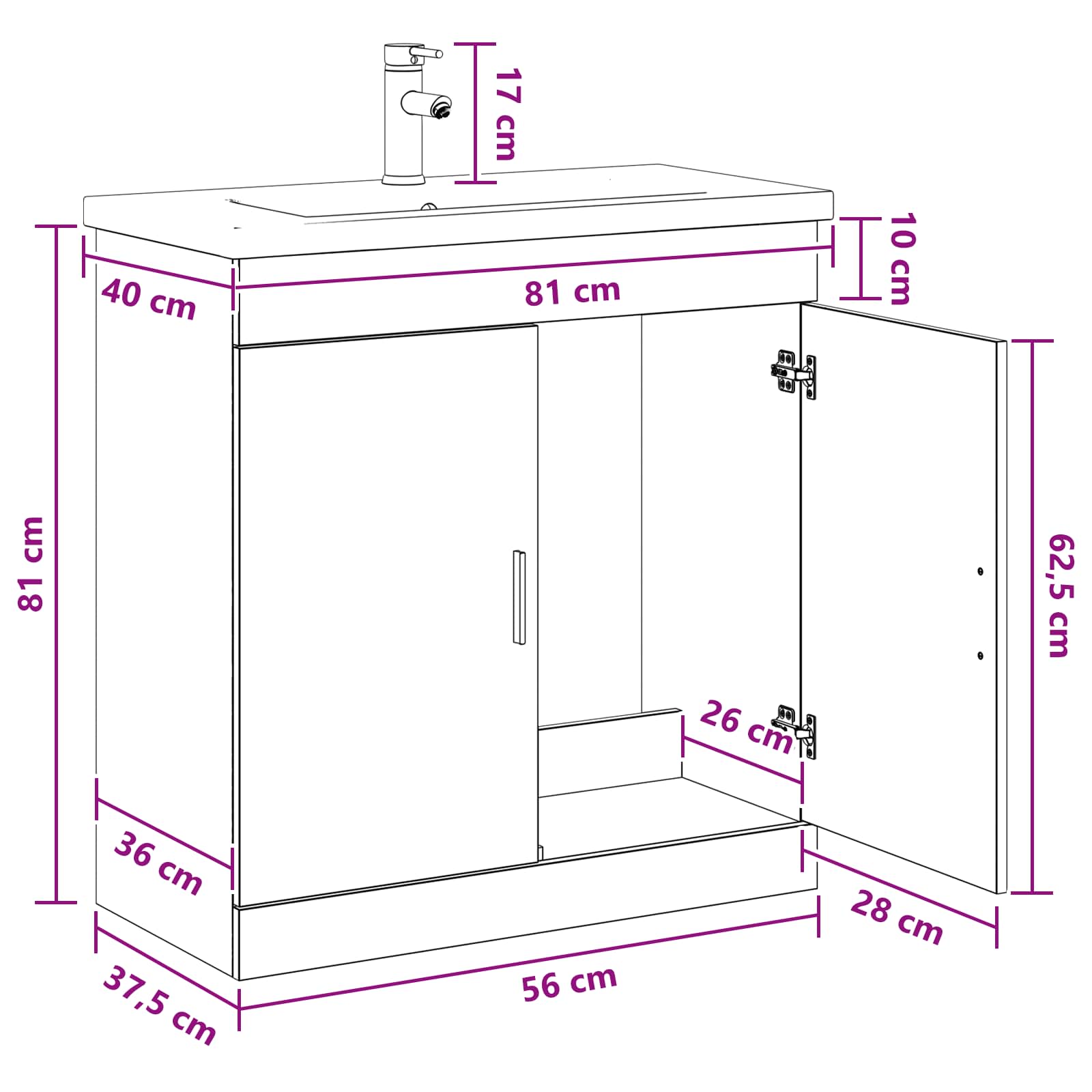 Set namještaja za kupaonicu Staro drvo 81 x 40 x 84,5 cm