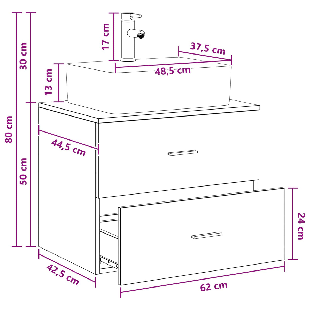 Set namještaja za kupaonicu Hrast artisan Konstruirano drvo Smeđa 62.5 x 44.5 x 50 cm